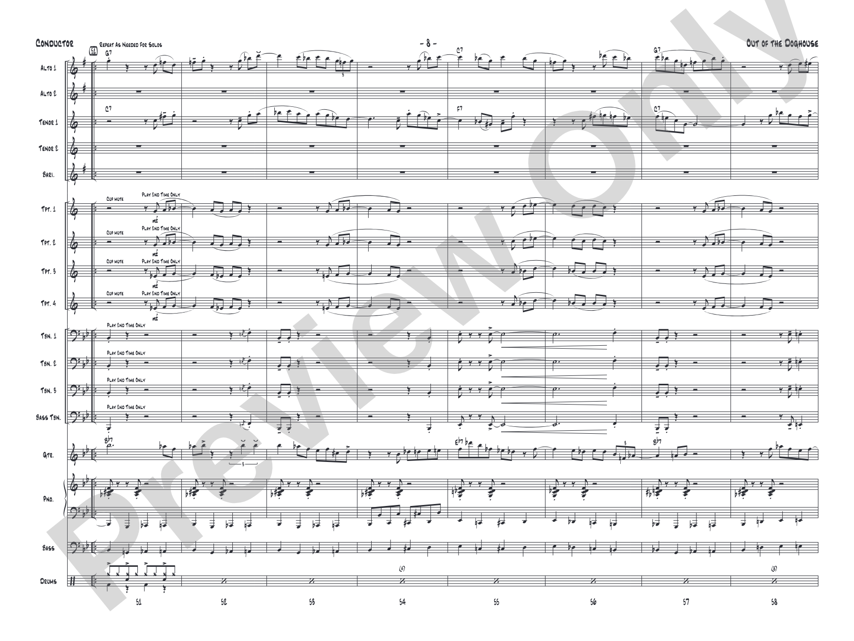 Out of the Doghouse: Jazz Ensemble Conductor Score & Parts