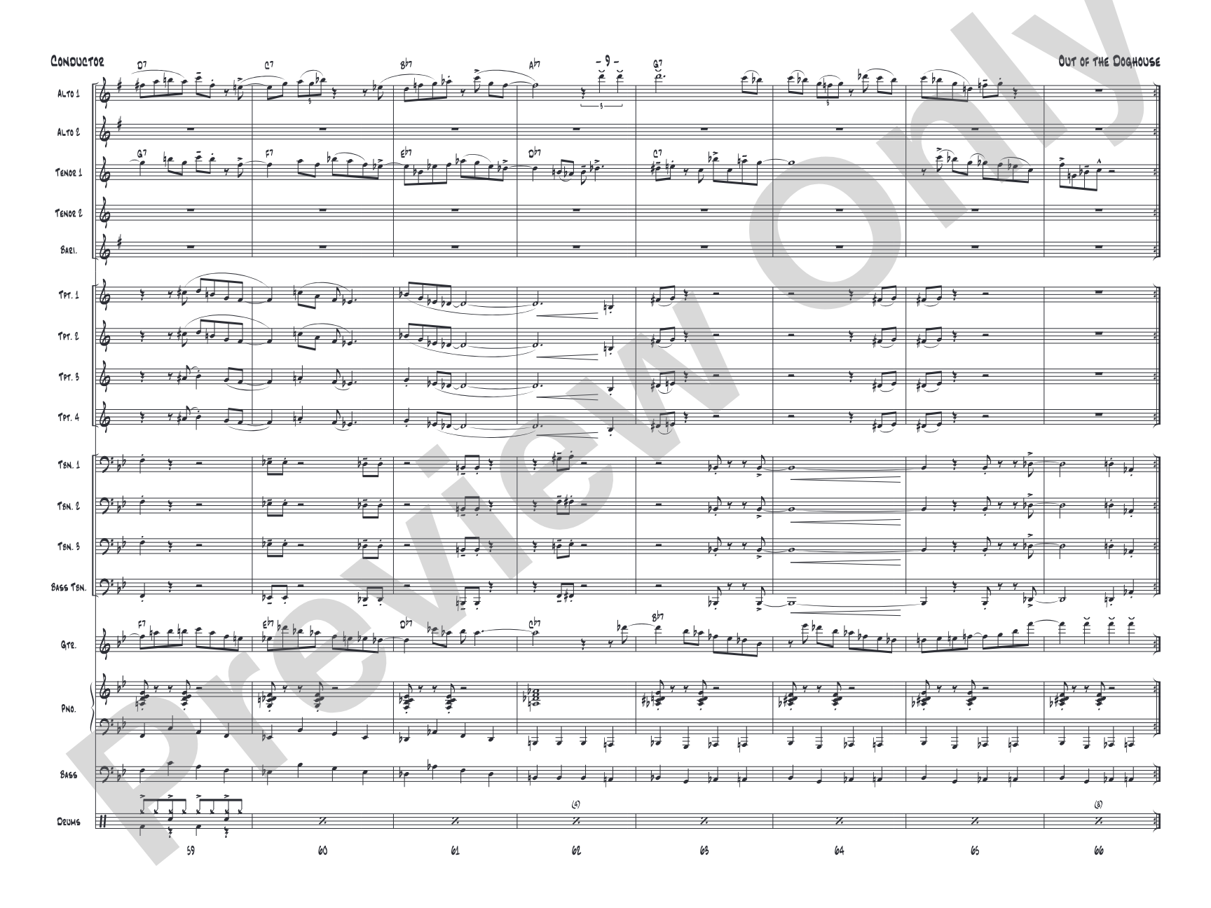 Out of the Doghouse: Jazz Ensemble Conductor Score & Parts