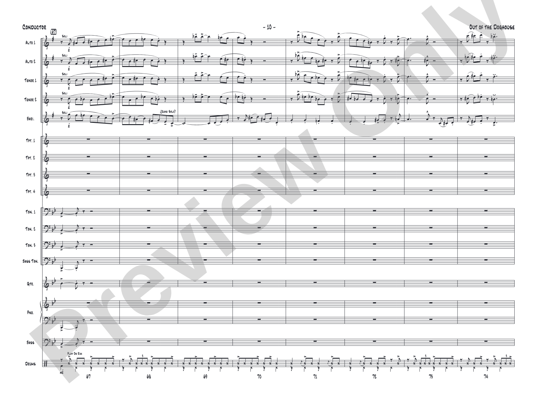 Out of the Doghouse: Jazz Ensemble Conductor Score & Parts