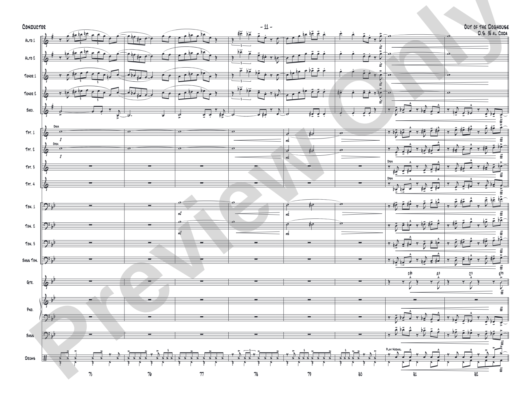 Out of the Doghouse: Jazz Ensemble Conductor Score & Parts
