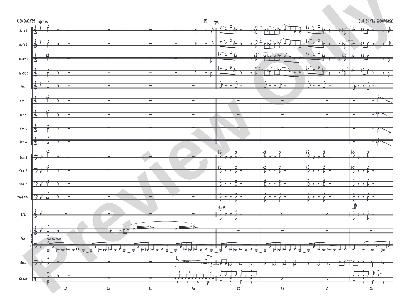 Out of the Doghouse: Jazz Ensemble Conductor Score & Parts