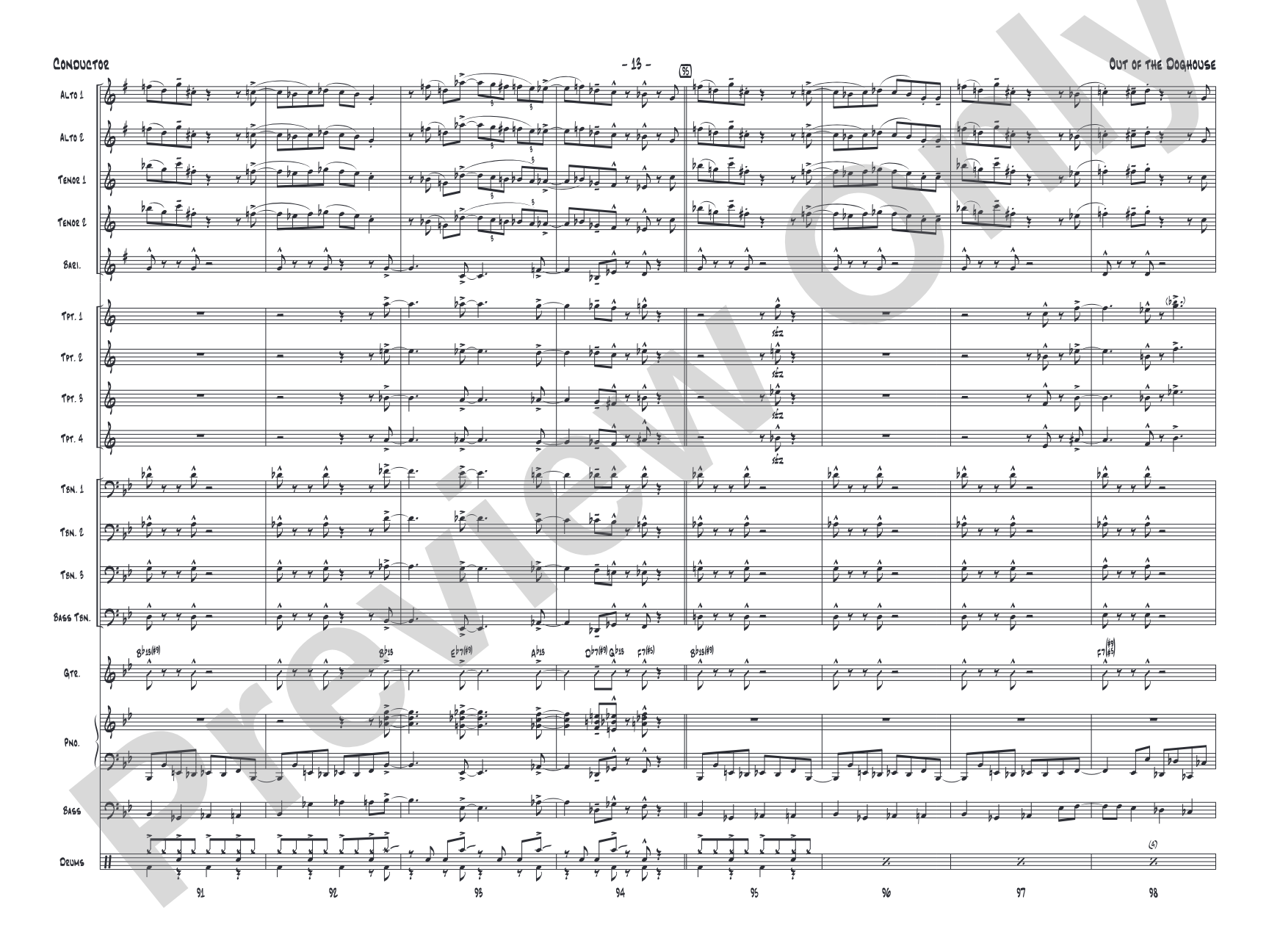 Out of the Doghouse: Jazz Ensemble Conductor Score & Parts