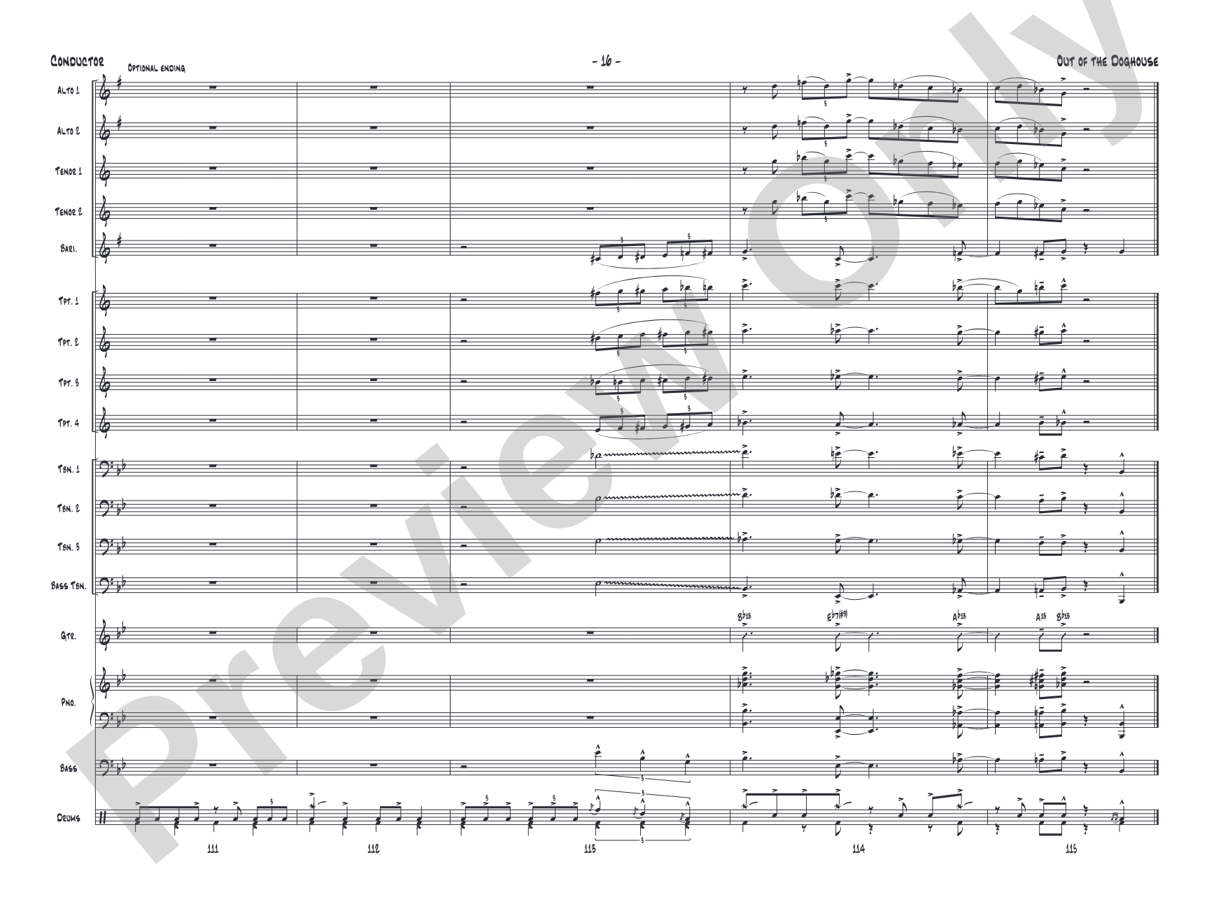 Out of the Doghouse: Jazz Ensemble Conductor Score & Parts