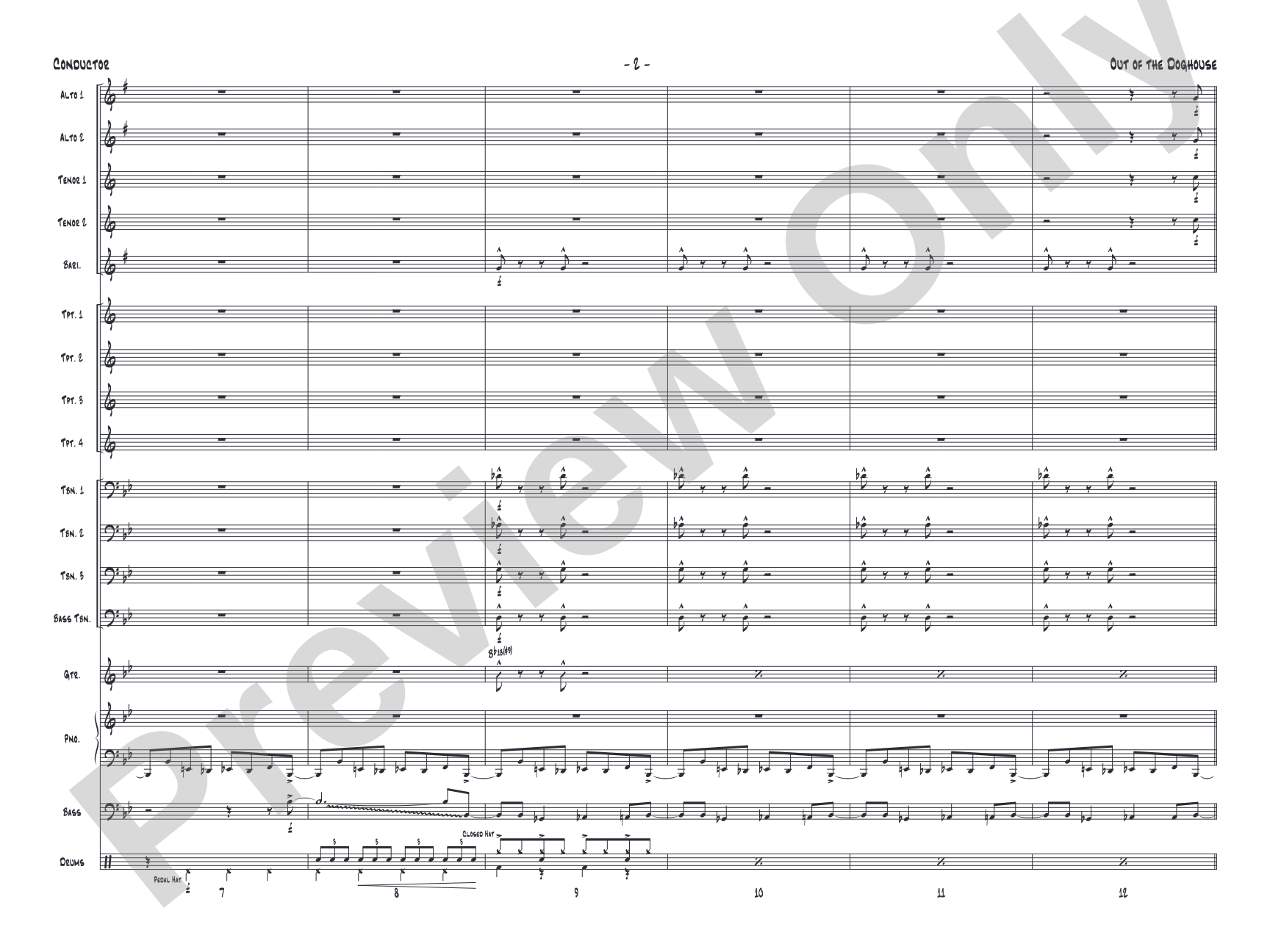 Out of the Doghouse: Jazz Ensemble Conductor Score & Parts
