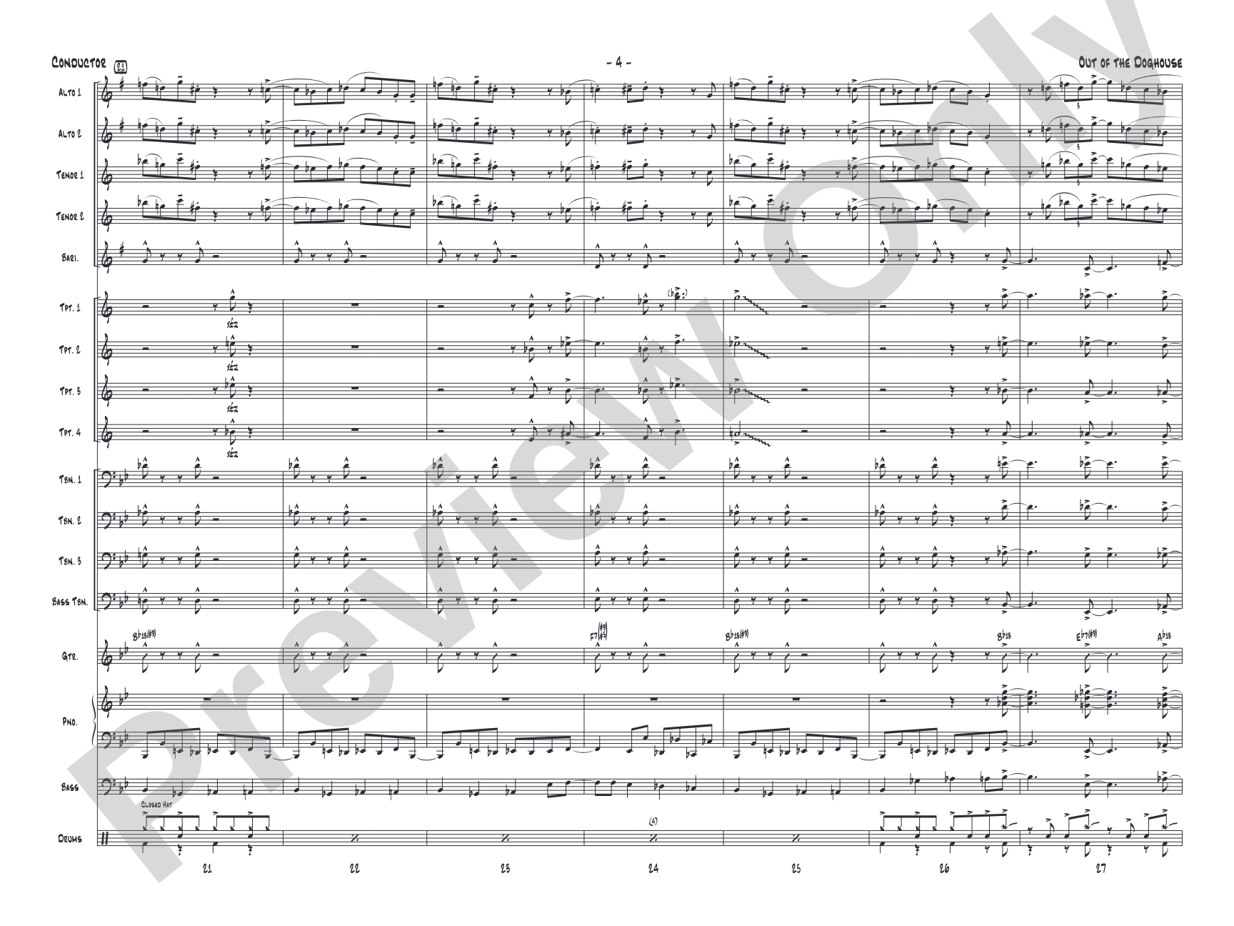 Out of the Doghouse: Jazz Ensemble Conductor Score & Parts