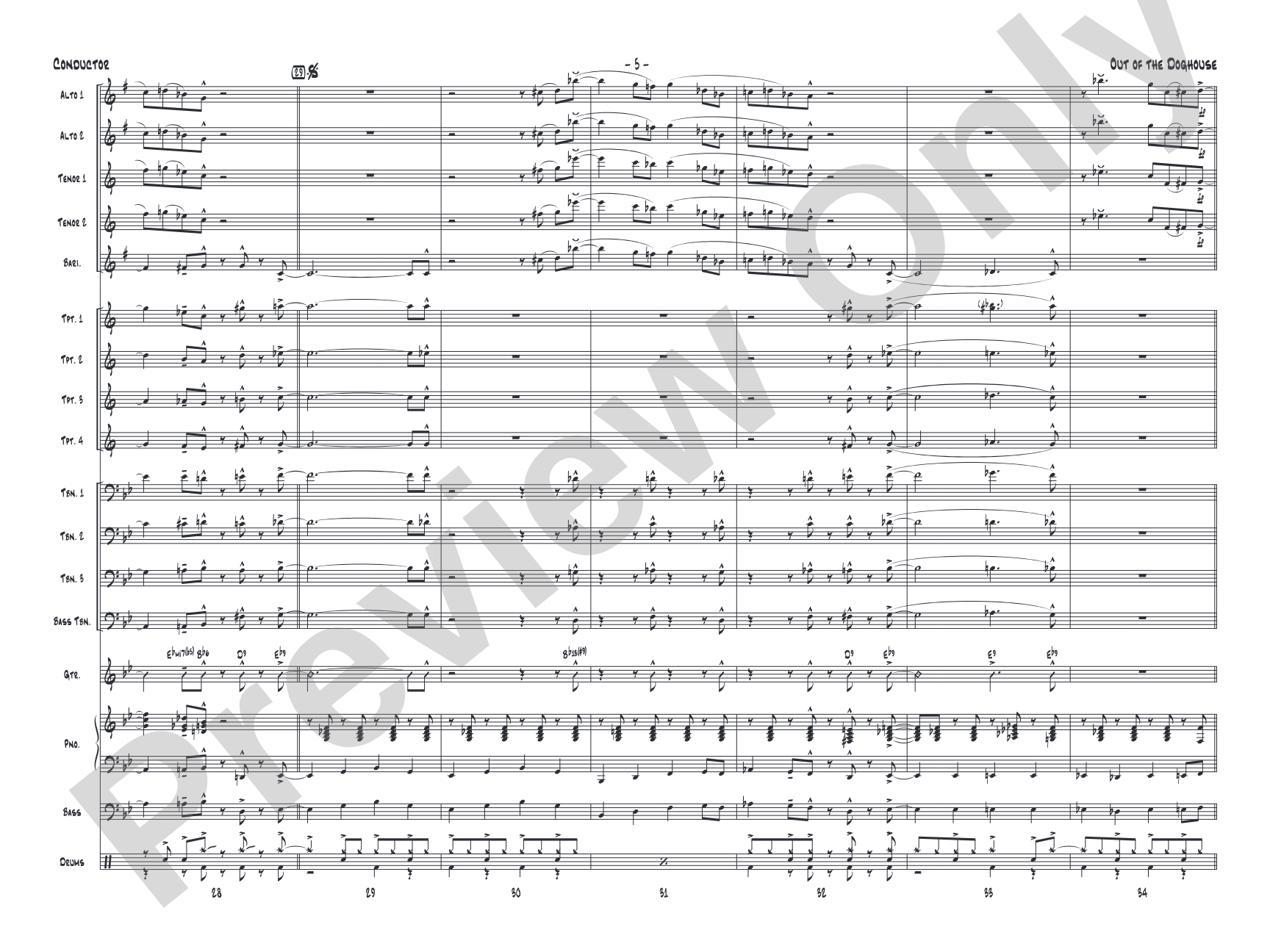 Out of the Doghouse: Jazz Ensemble Conductor Score & Parts
