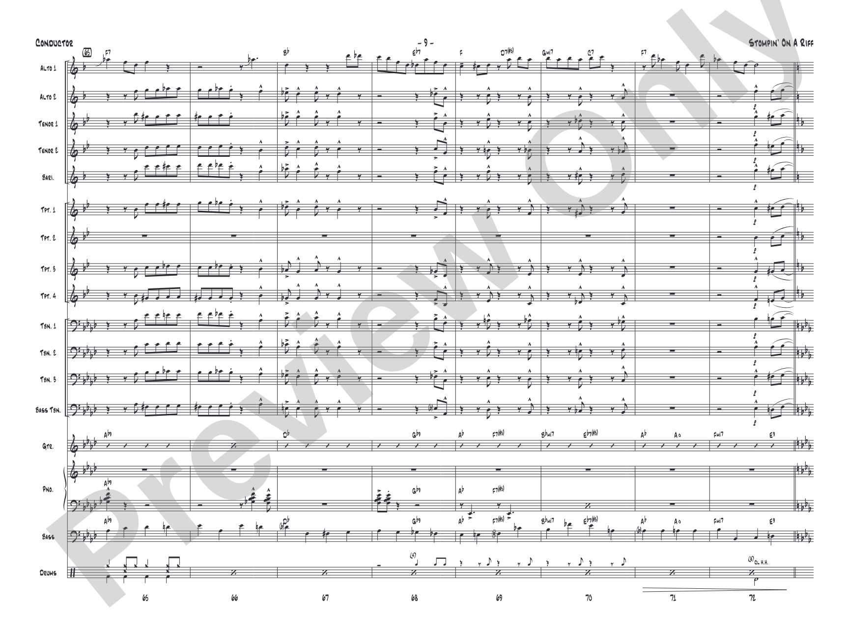 Stompin' on a Riff: Jazz Ensemble Conductor Score & Parts