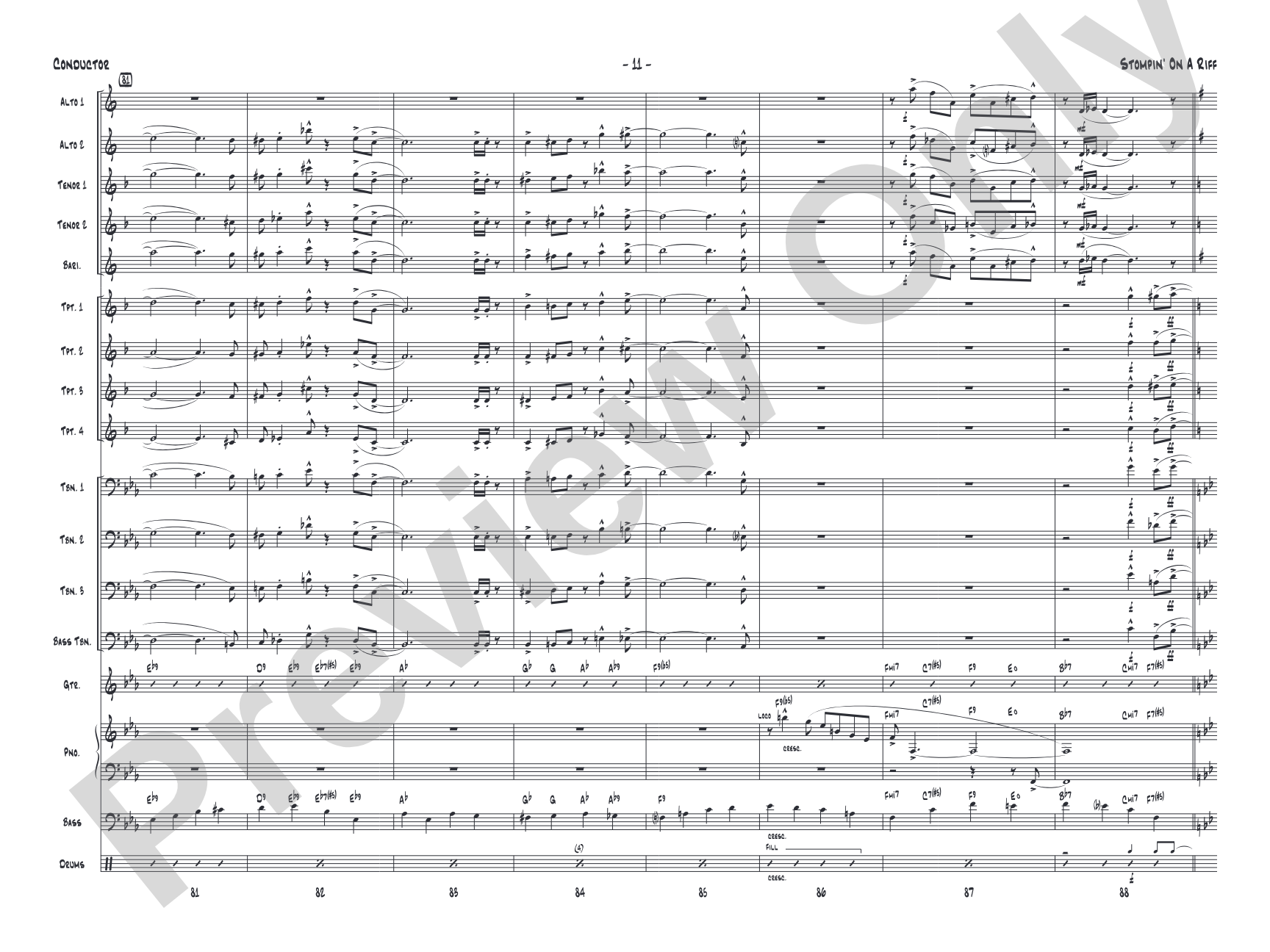 Stompin' on a Riff: Jazz Ensemble Conductor Score & Parts