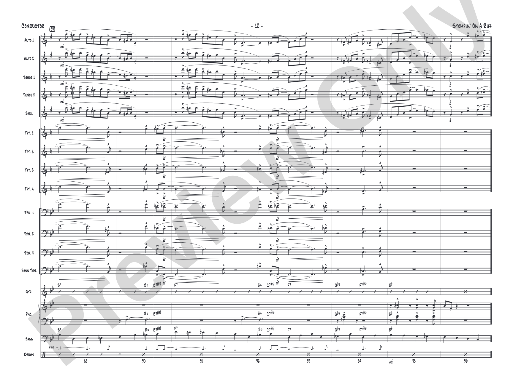 Stompin' on a Riff: Jazz Ensemble Conductor Score & Parts