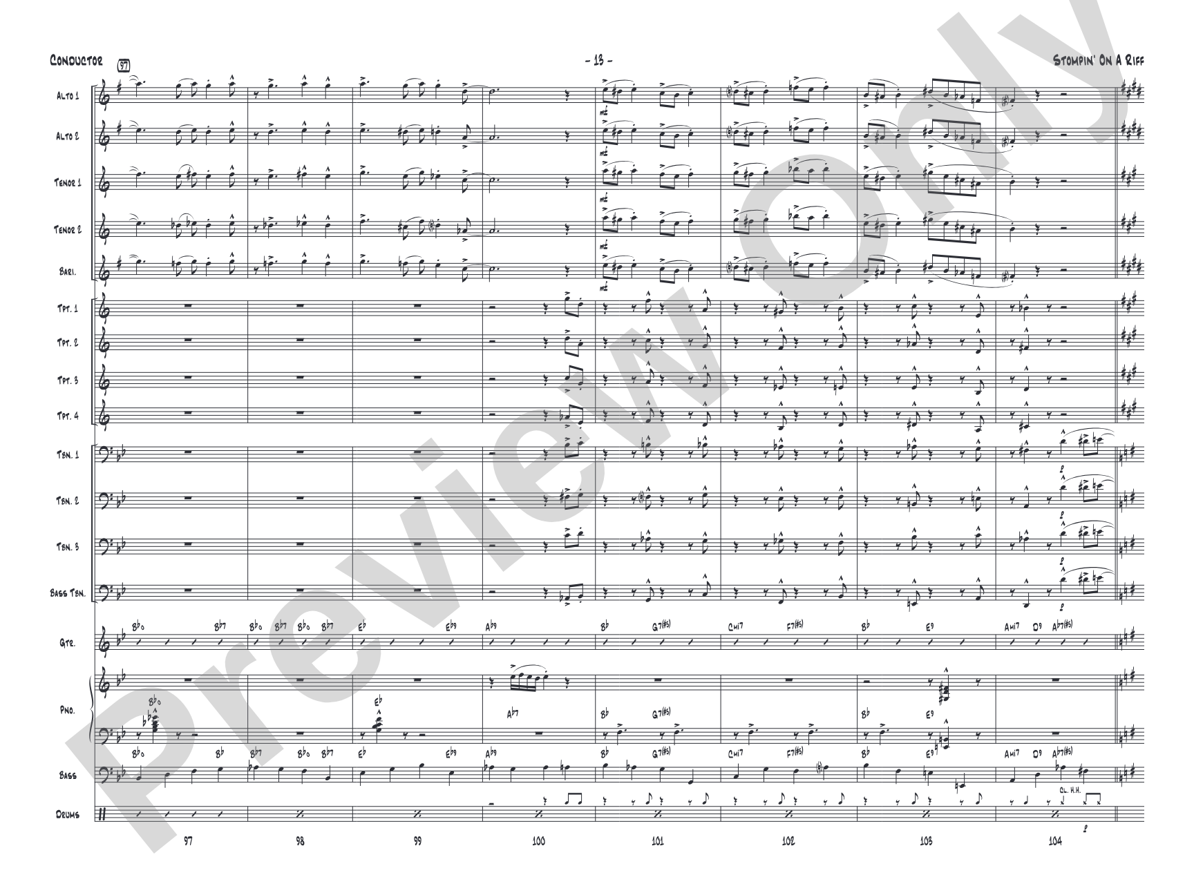 Stompin' on a Riff: Jazz Ensemble Conductor Score & Parts