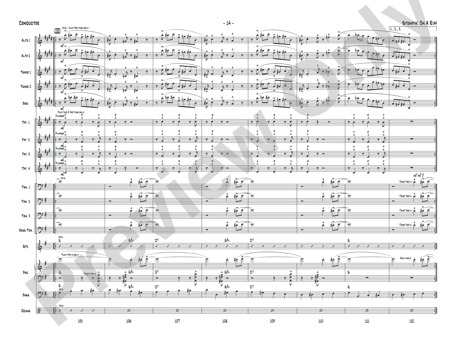 Stompin' on a Riff: Jazz Ensemble Conductor Score & Parts
