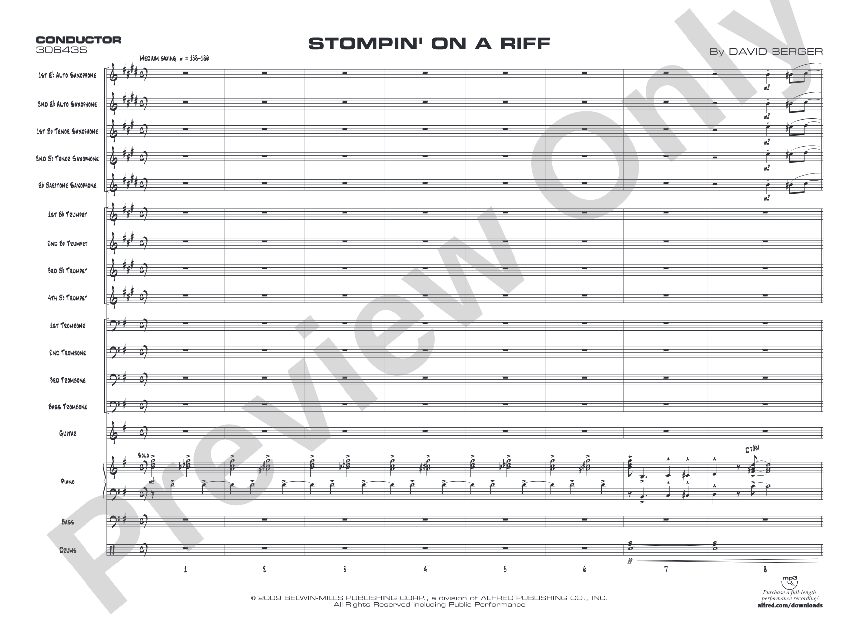 Stompin' on a Riff: Jazz Ensemble Conductor Score & Parts