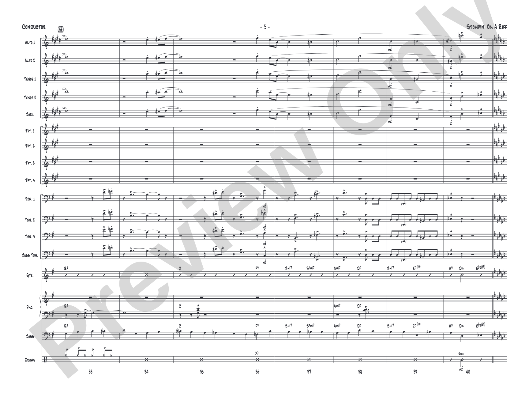 Stompin' on a Riff: Jazz Ensemble Conductor Score & Parts
