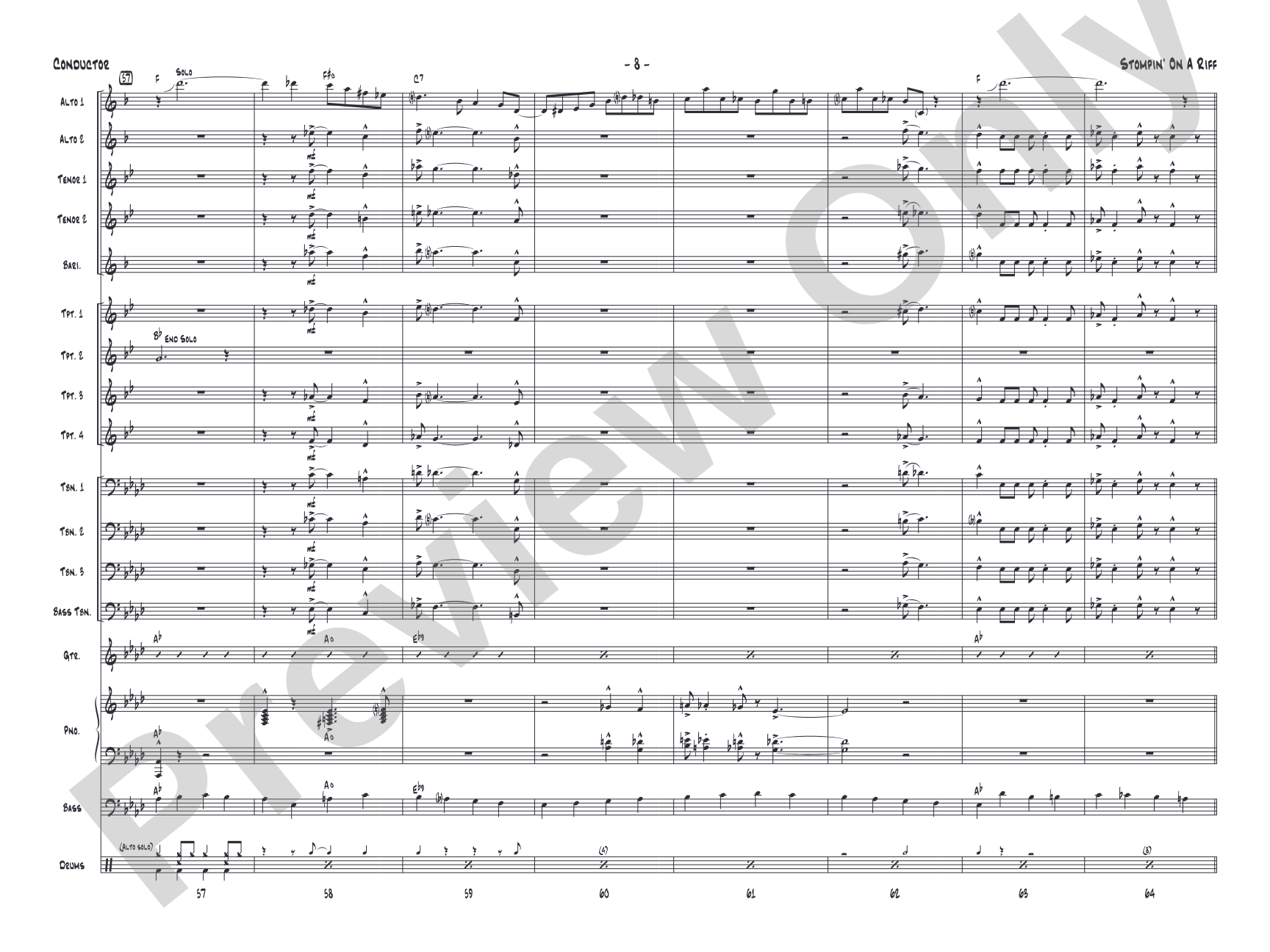 Stompin' on a Riff: Jazz Ensemble Conductor Score & Parts