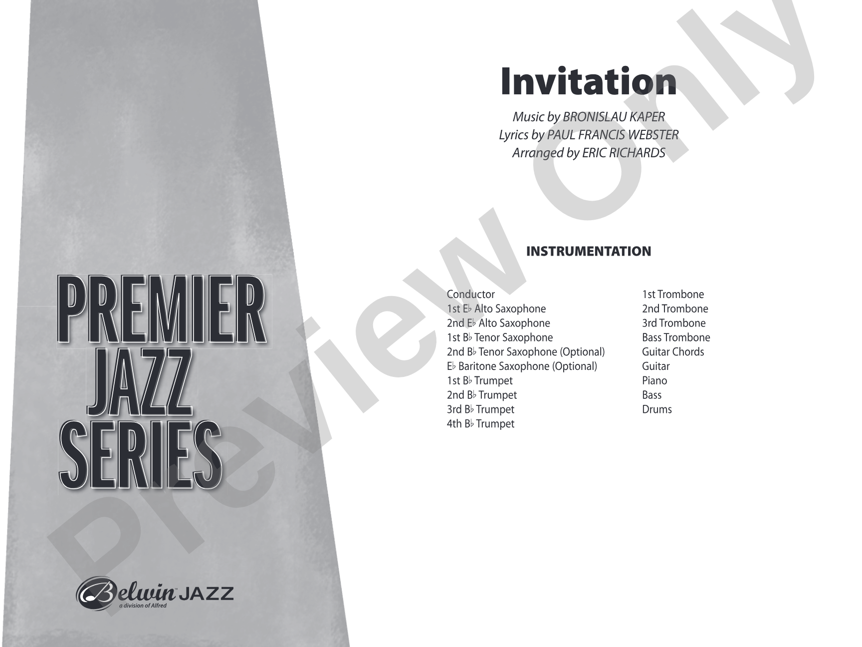 Invitation: Jazz Ensemble Conductor Score & Parts