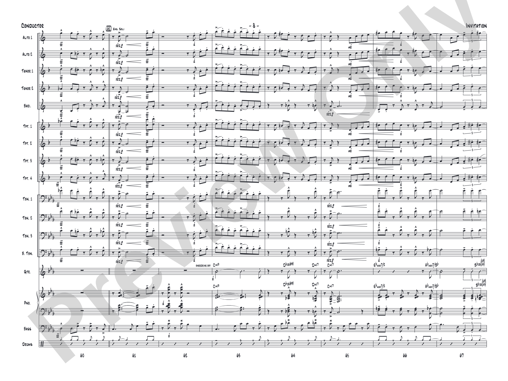 Invitation: Jazz Ensemble Conductor Score & Parts
