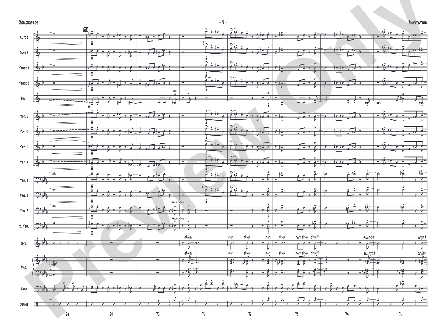 Invitation: Jazz Ensemble Conductor Score & Parts