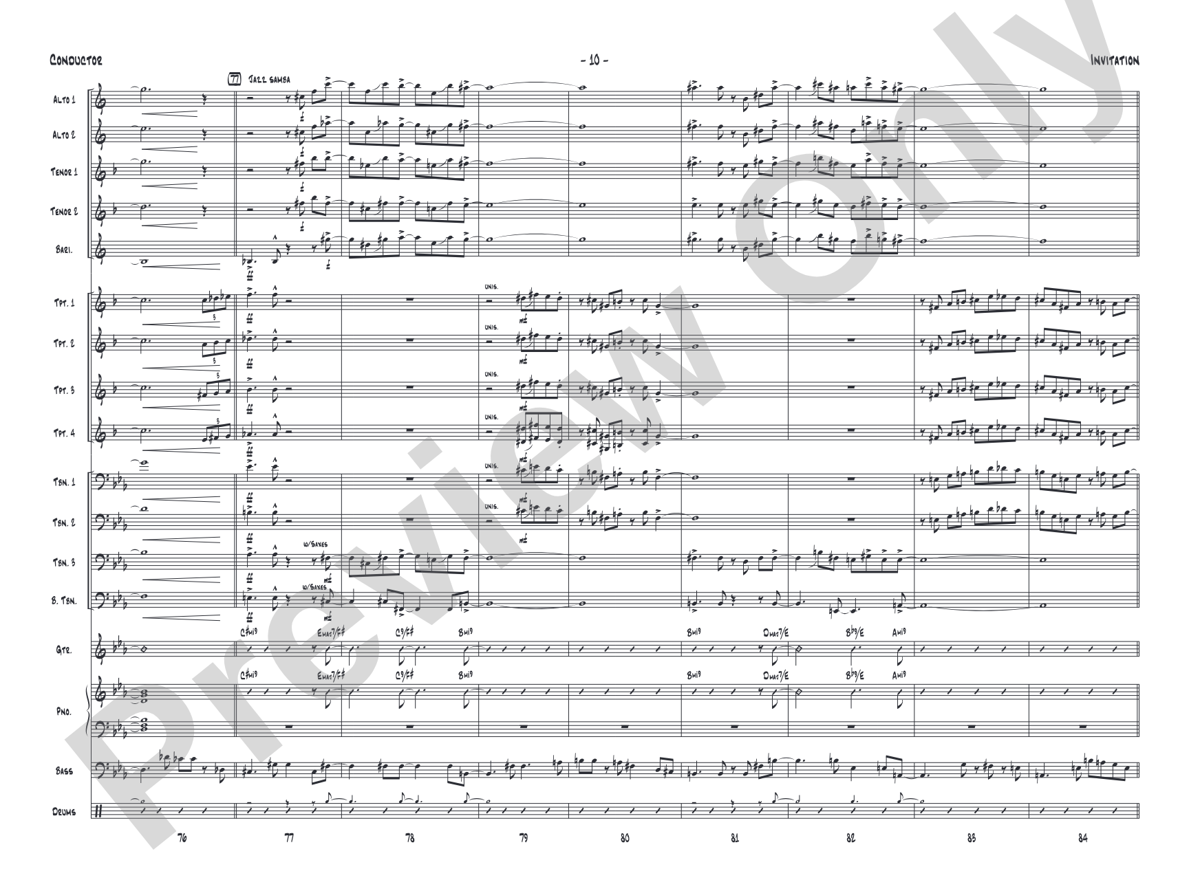 Invitation: Jazz Ensemble Conductor Score & Parts