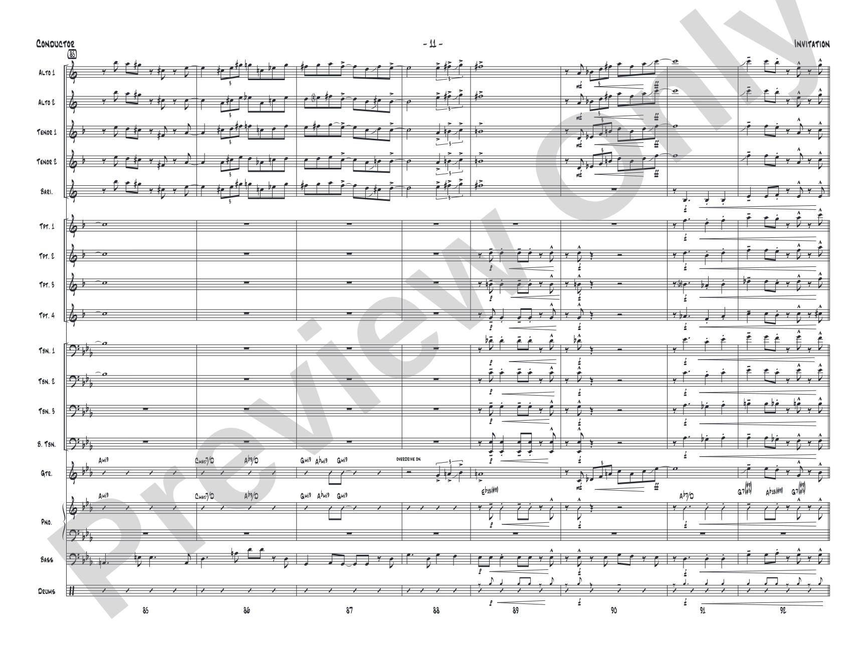 Invitation: Jazz Ensemble Conductor Score & Parts