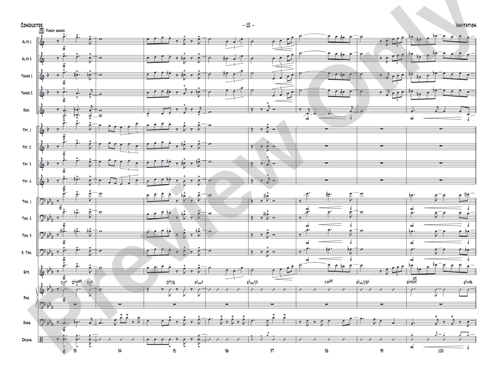 Invitation: Jazz Ensemble Conductor Score & Parts