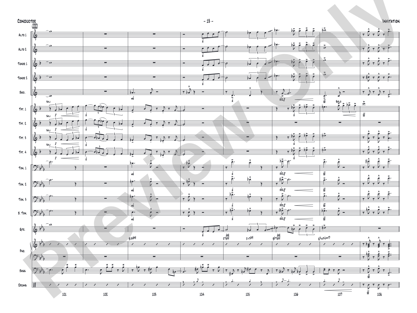 Invitation: Jazz Ensemble Conductor Score & Parts