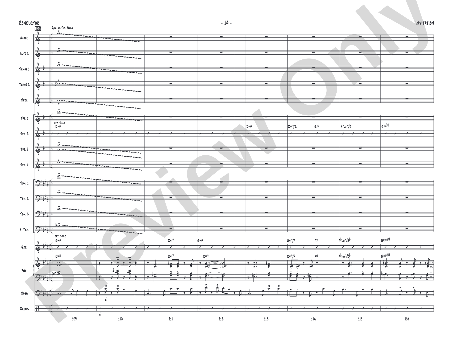 Invitation: Jazz Ensemble Conductor Score & Parts