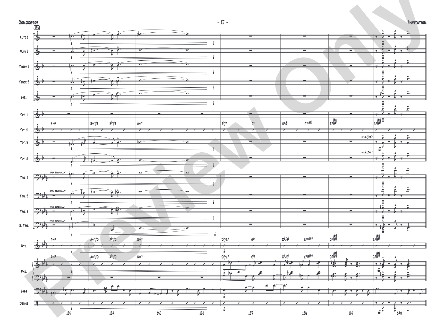 Invitation: Jazz Ensemble Conductor Score & Parts