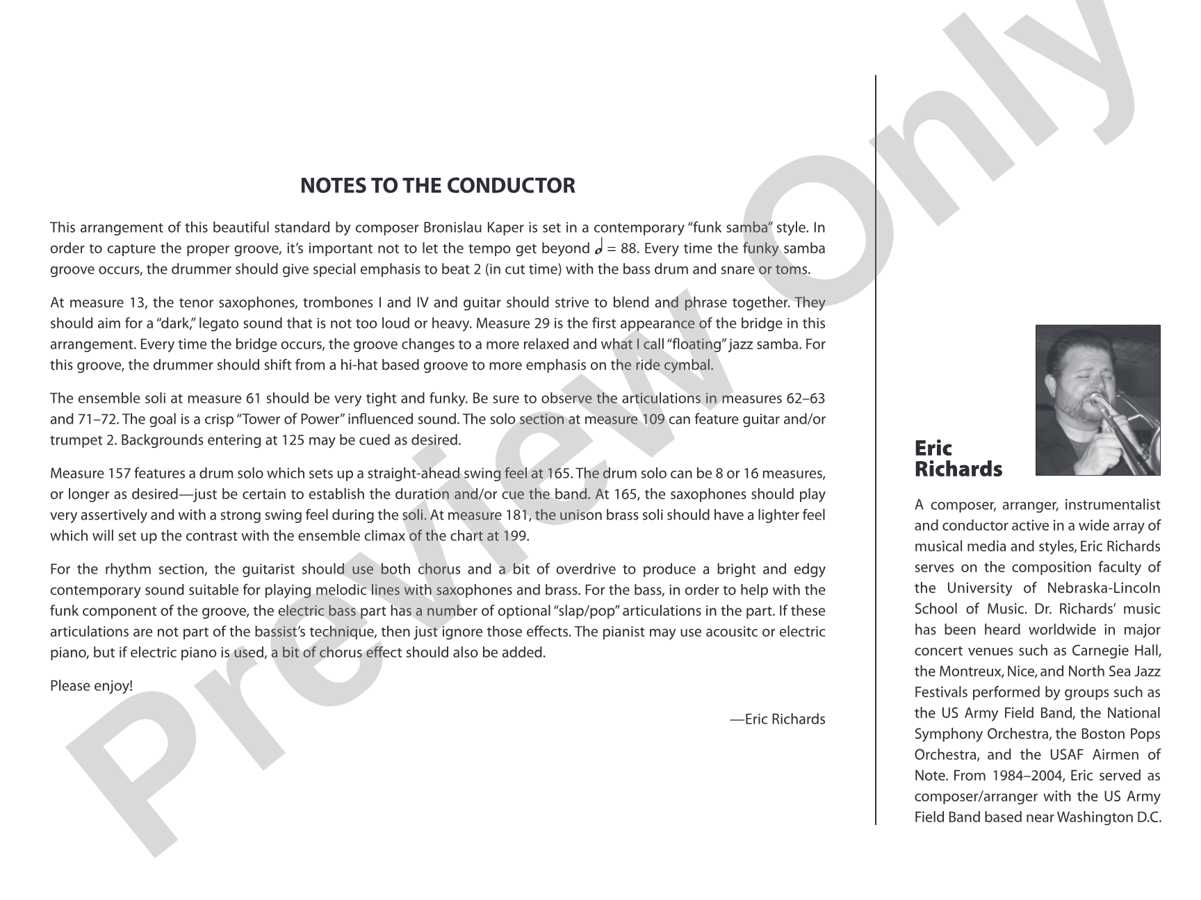 Invitation: Jazz Ensemble Conductor Score & Parts