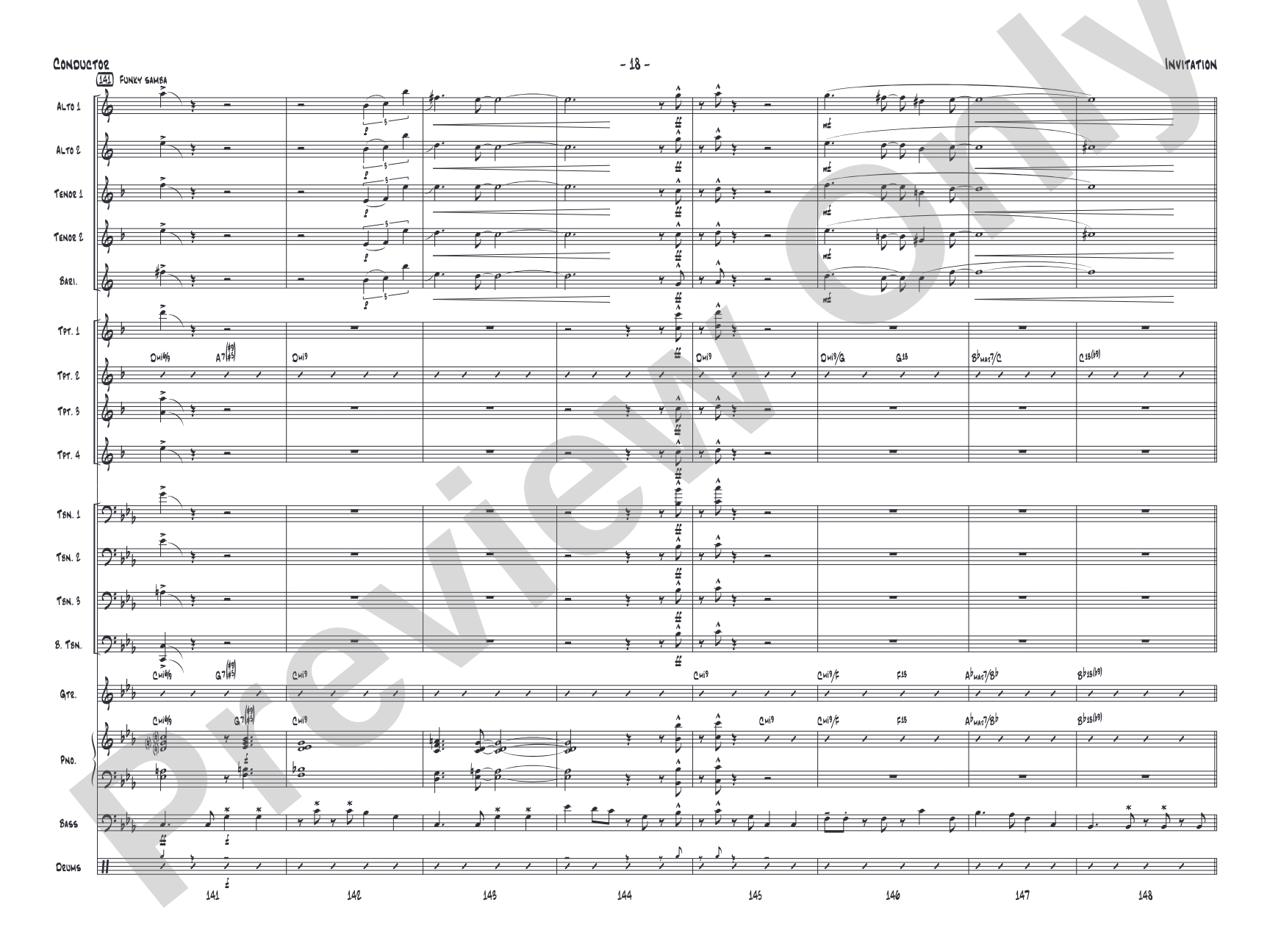 Invitation: Jazz Ensemble Conductor Score & Parts