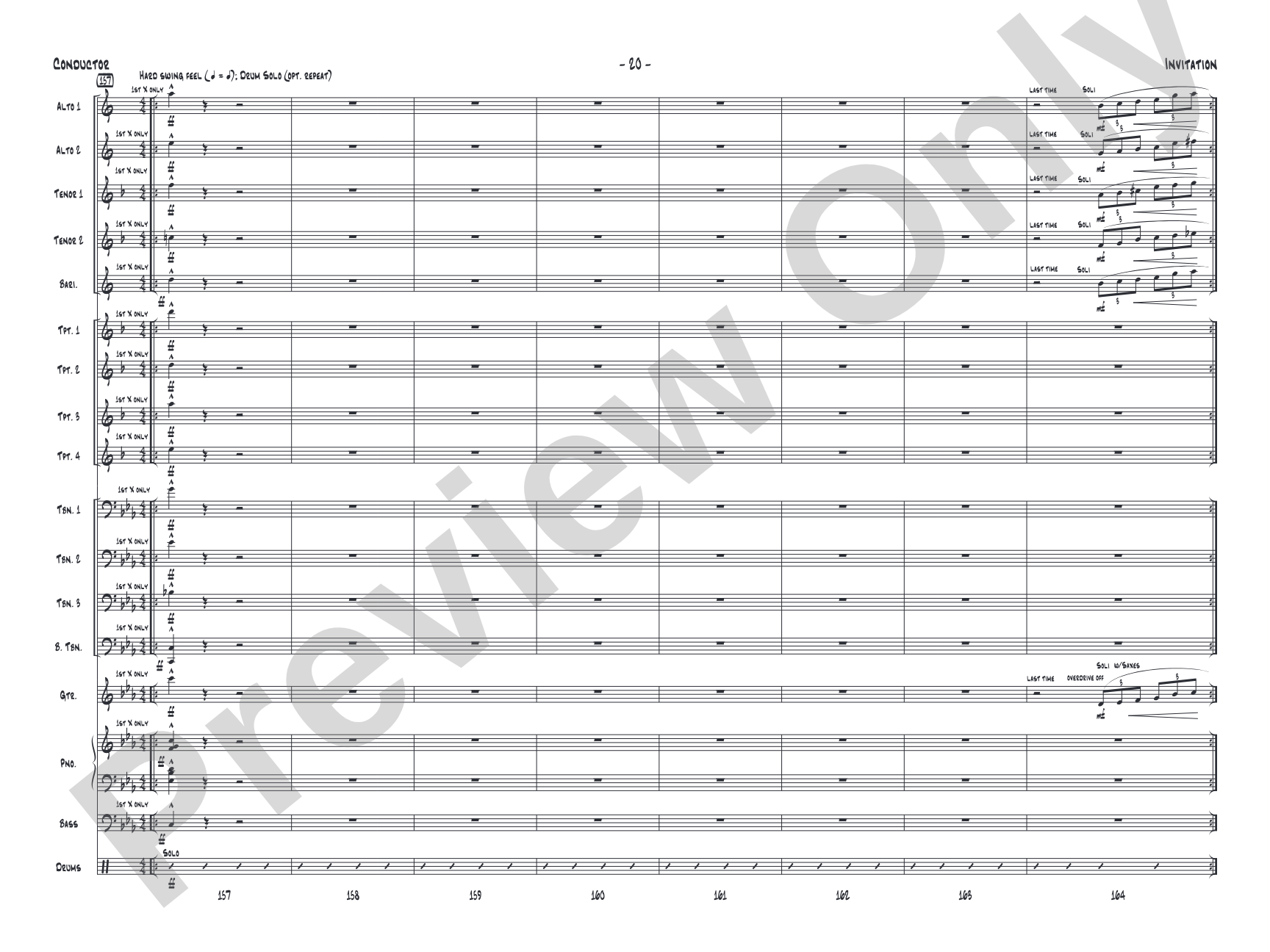 Invitation: Jazz Ensemble Conductor Score & Parts