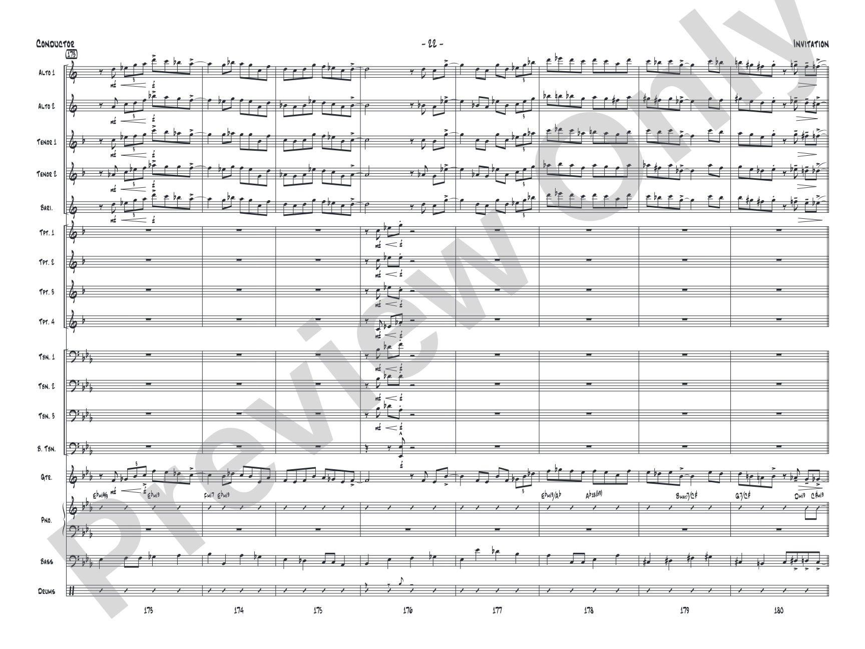 Invitation: Jazz Ensemble Conductor Score & Parts