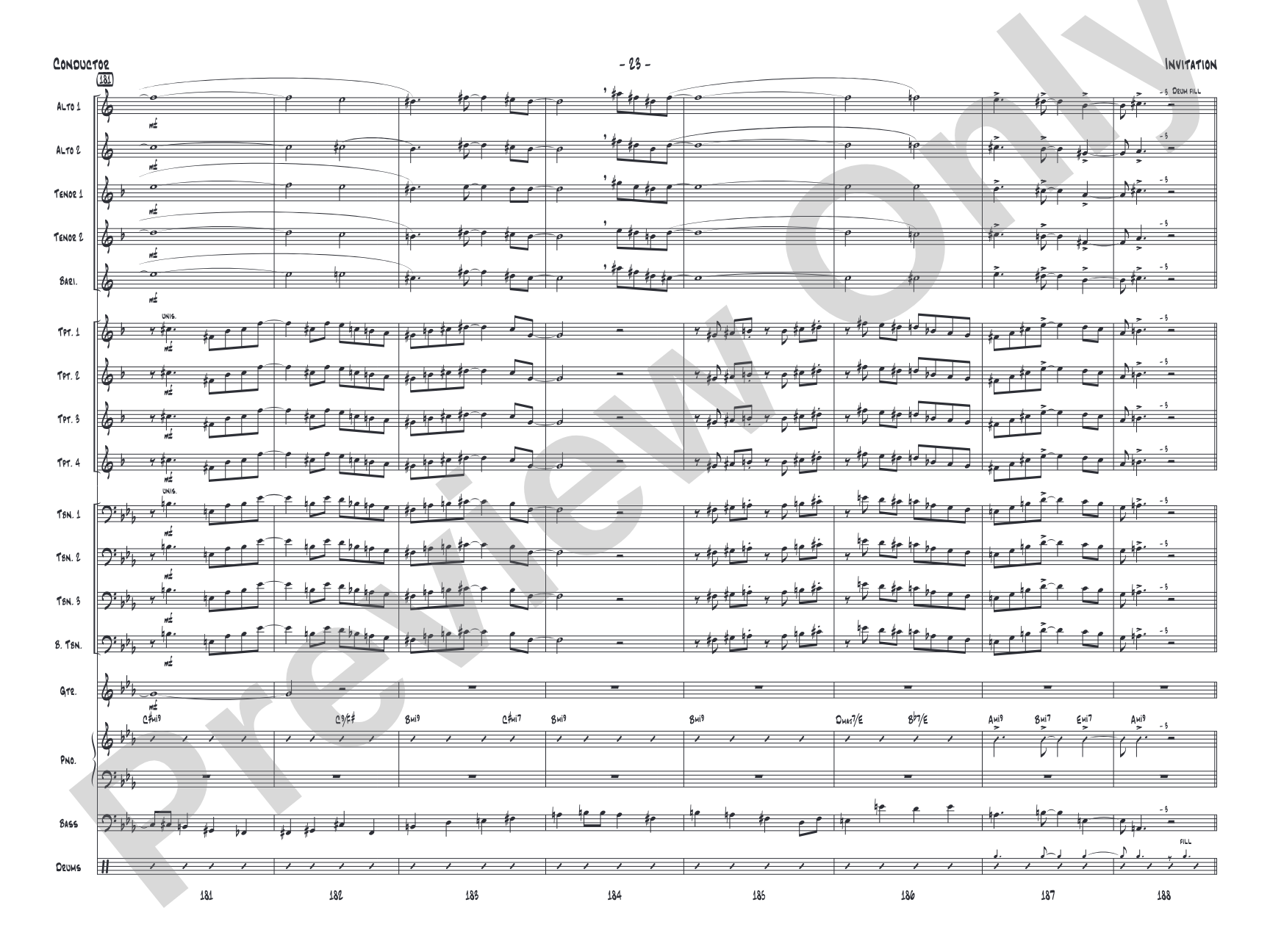 Invitation: Jazz Ensemble Conductor Score & Parts