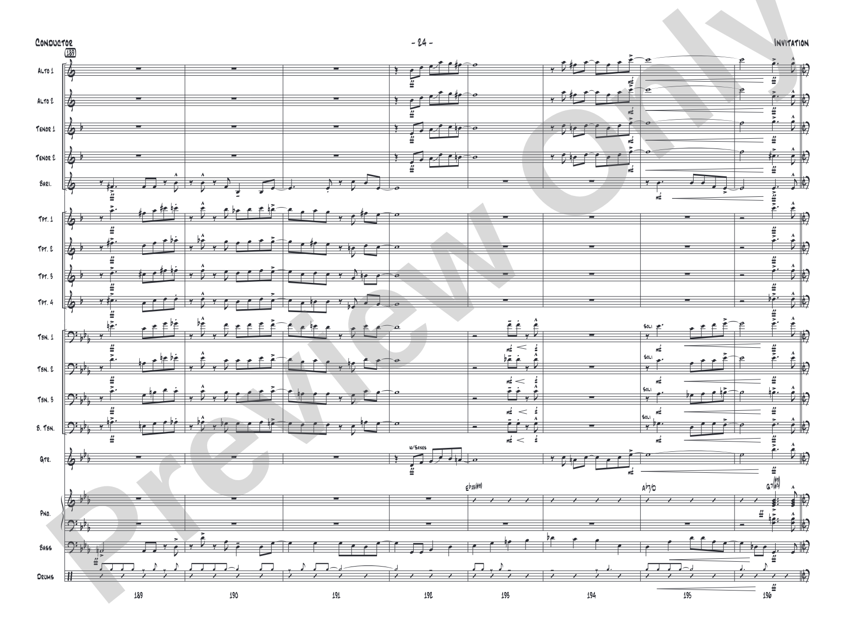 Invitation: Jazz Ensemble Conductor Score & Parts