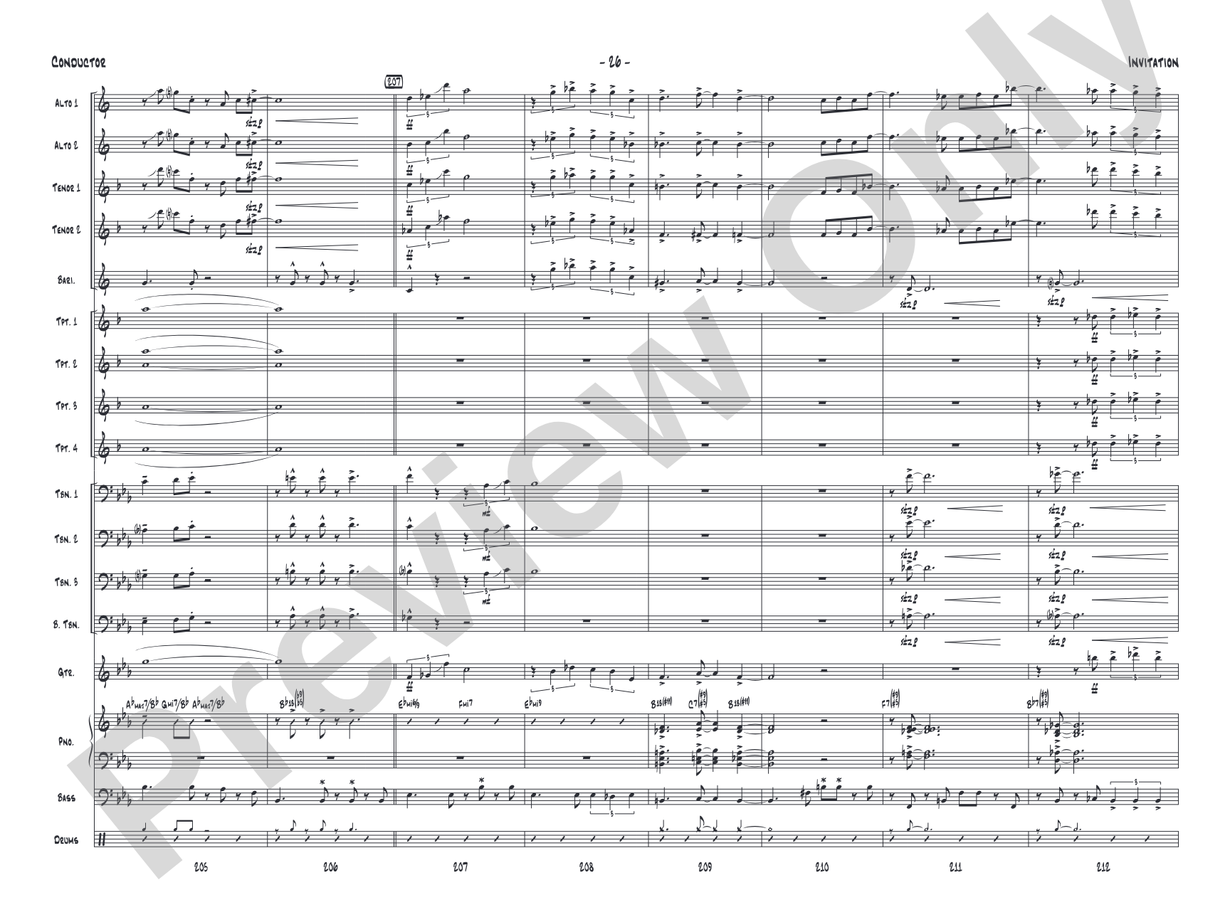 Invitation: Jazz Ensemble Conductor Score & Parts