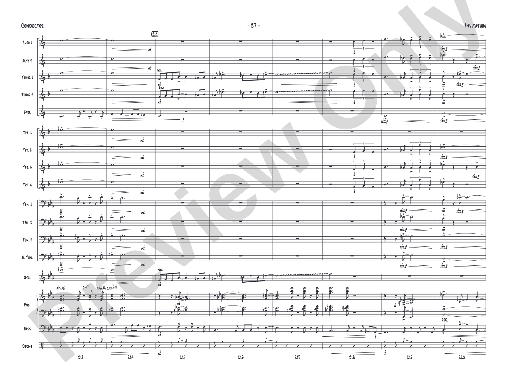 Invitation: Jazz Ensemble Conductor Score & Parts
