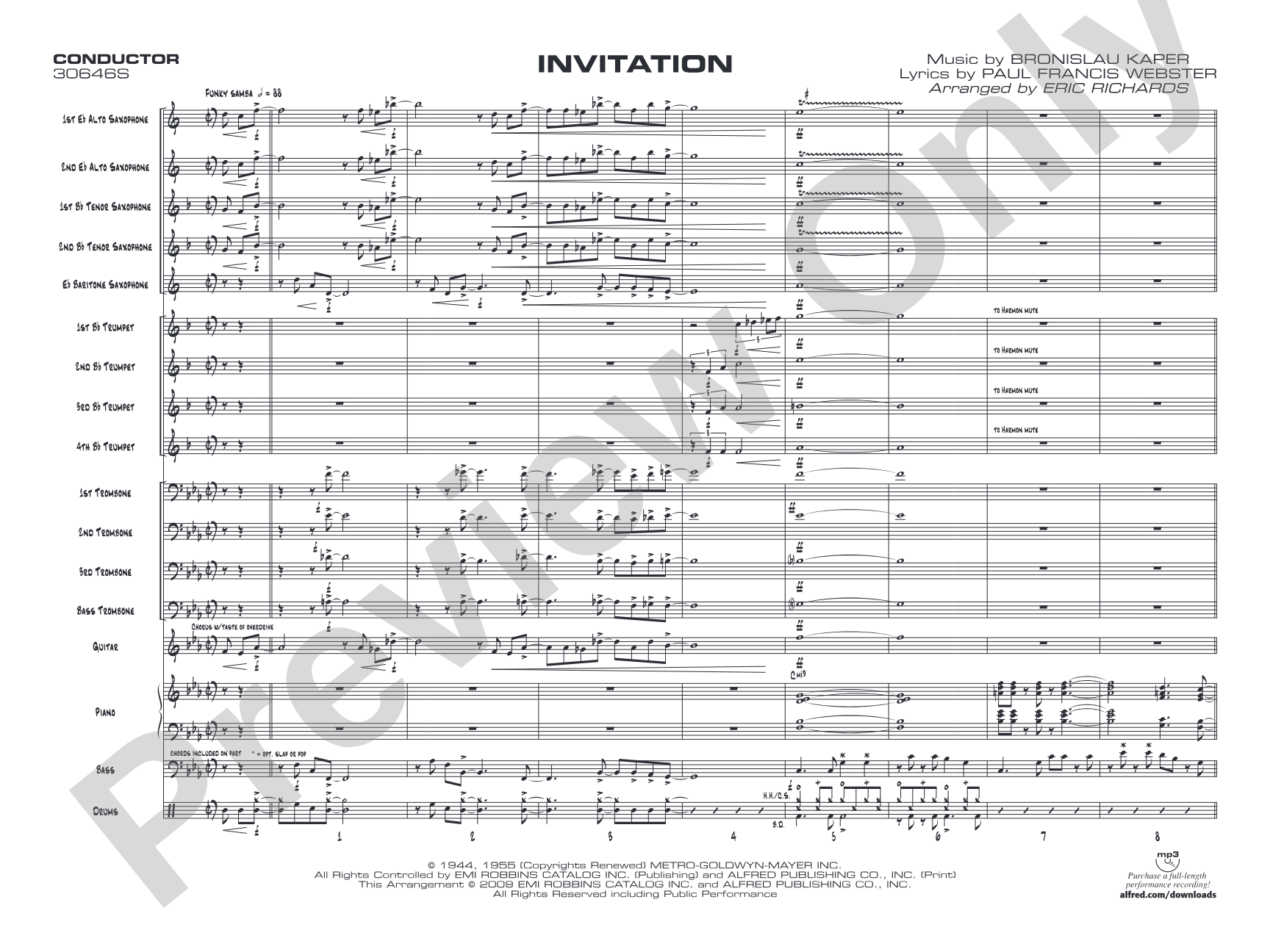 Invitation: Jazz Ensemble Conductor Score & Parts