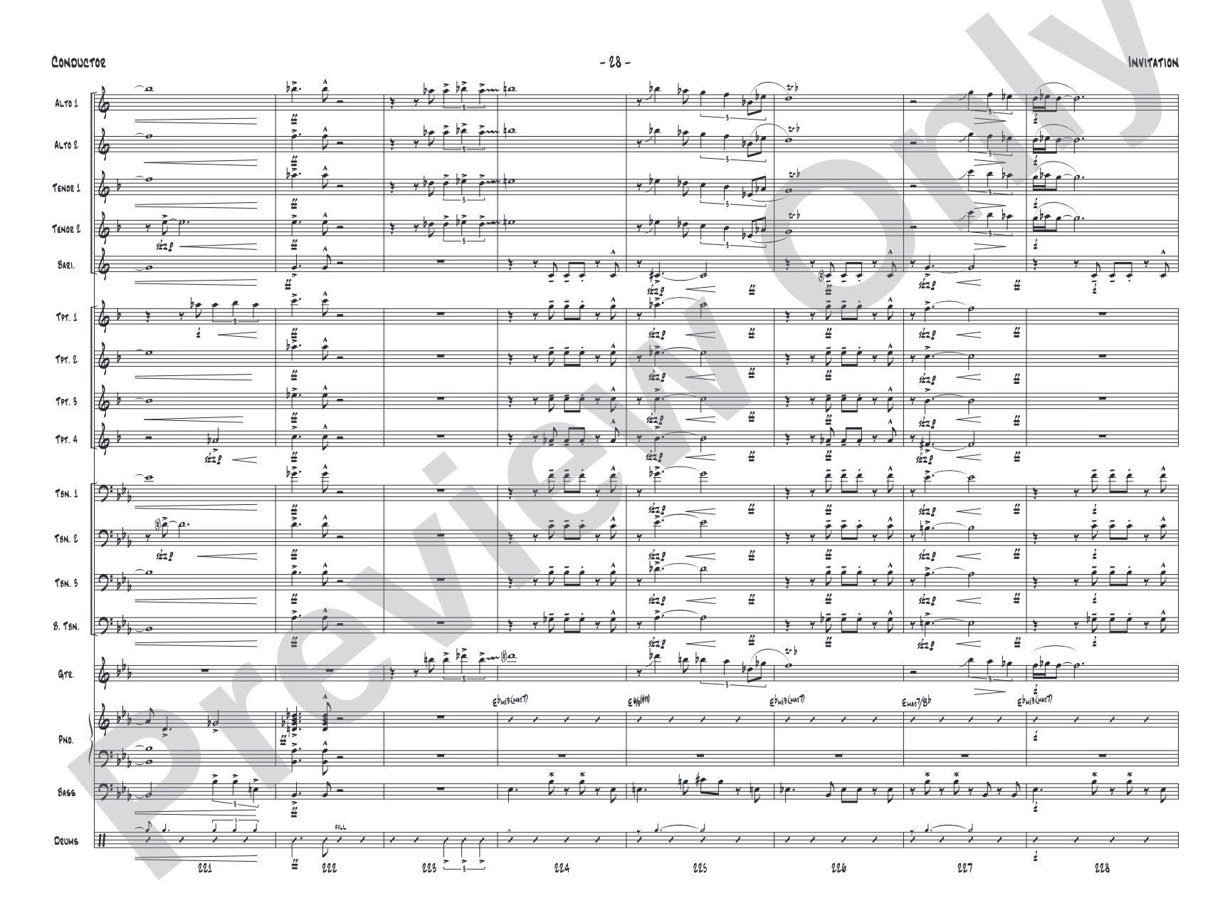 Invitation: Jazz Ensemble Conductor Score & Parts