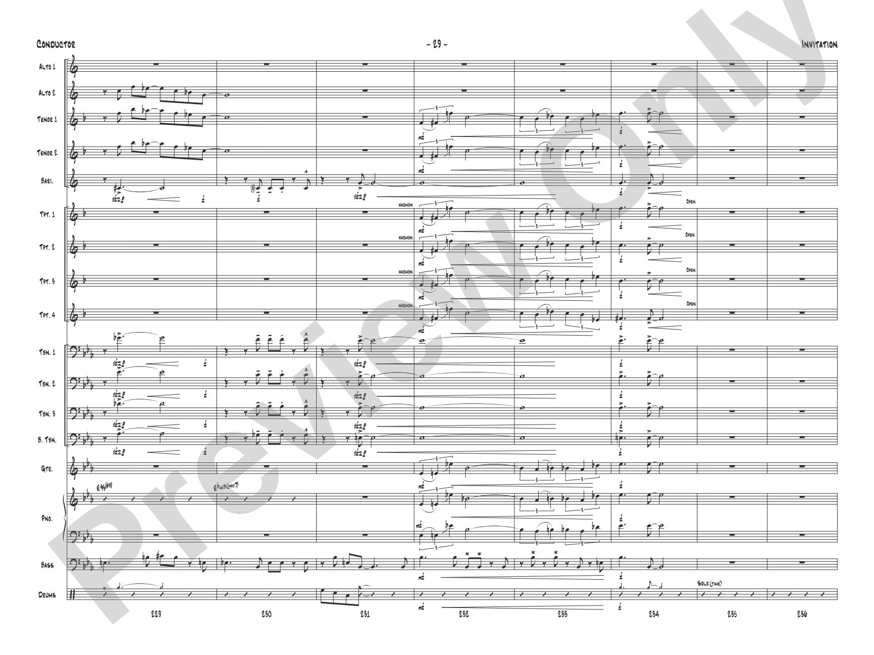 Invitation: Jazz Ensemble Conductor Score & Parts