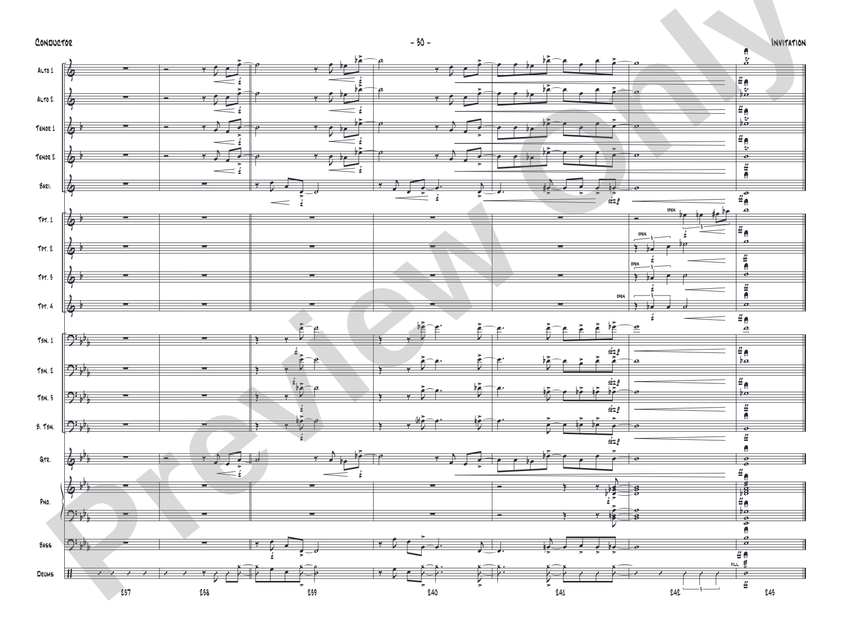 Invitation: Jazz Ensemble Conductor Score & Parts