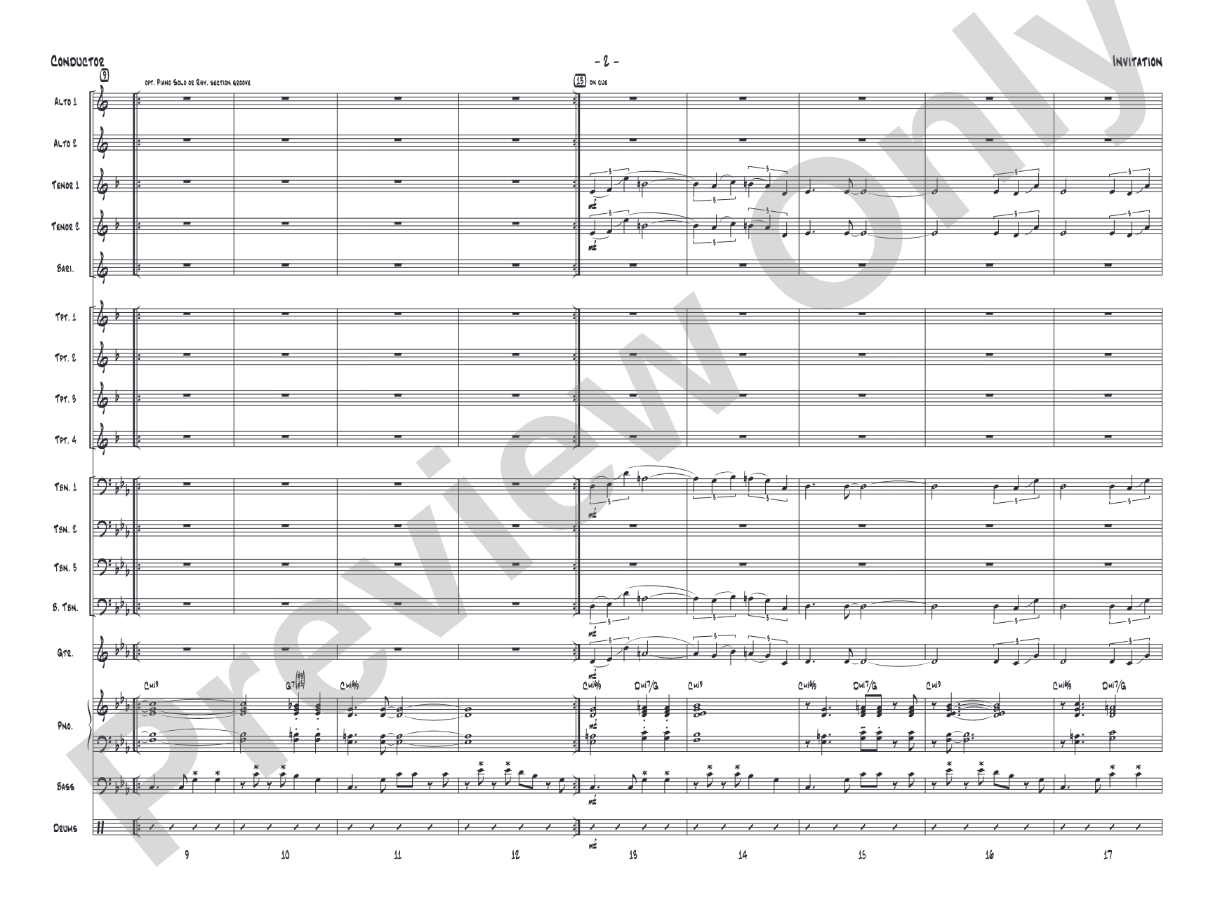 Invitation: Jazz Ensemble Conductor Score & Parts