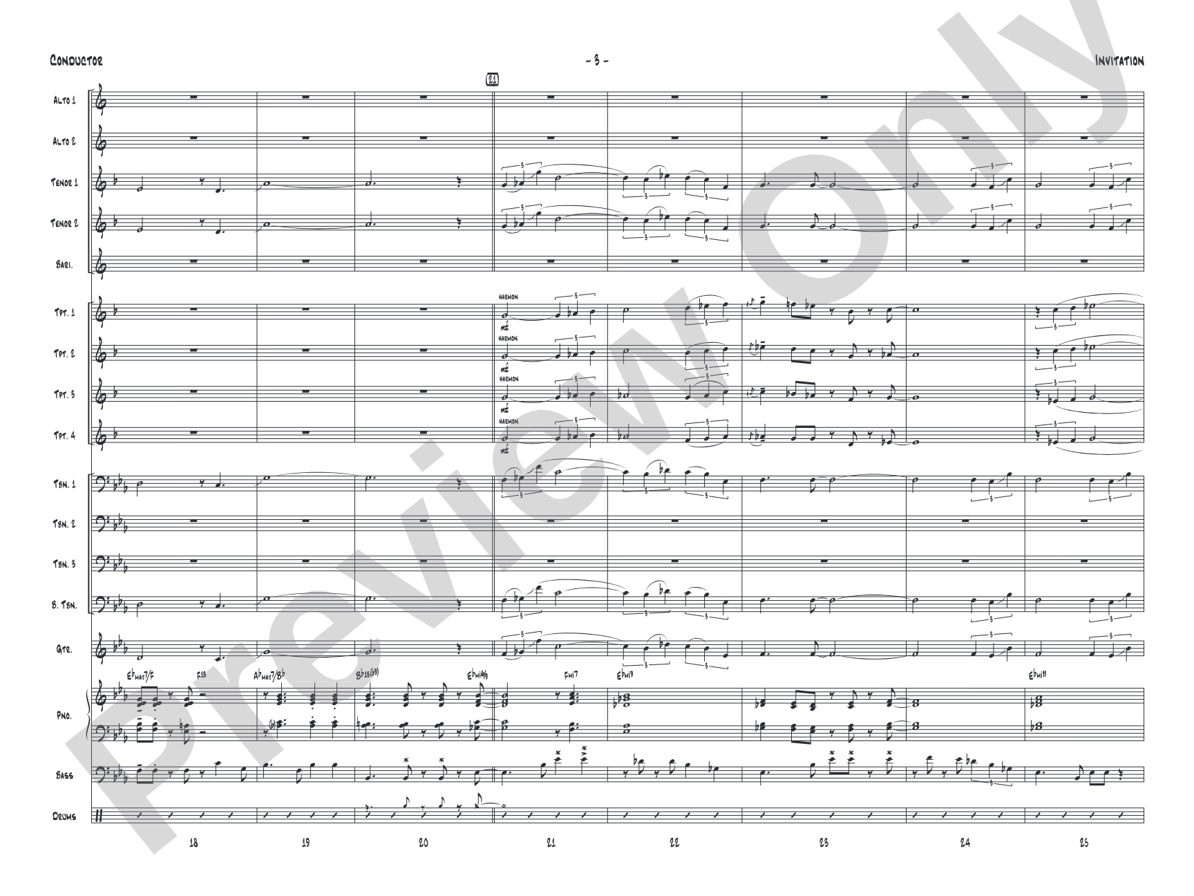 Invitation: Jazz Ensemble Conductor Score & Parts