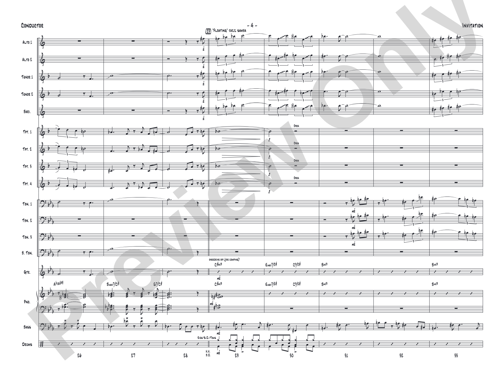 Invitation: Jazz Ensemble Conductor Score & Parts