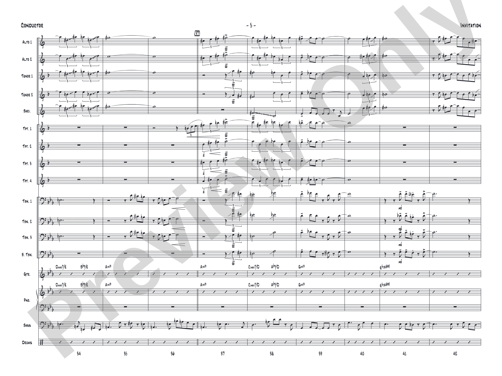 Invitation: Jazz Ensemble Conductor Score & Parts