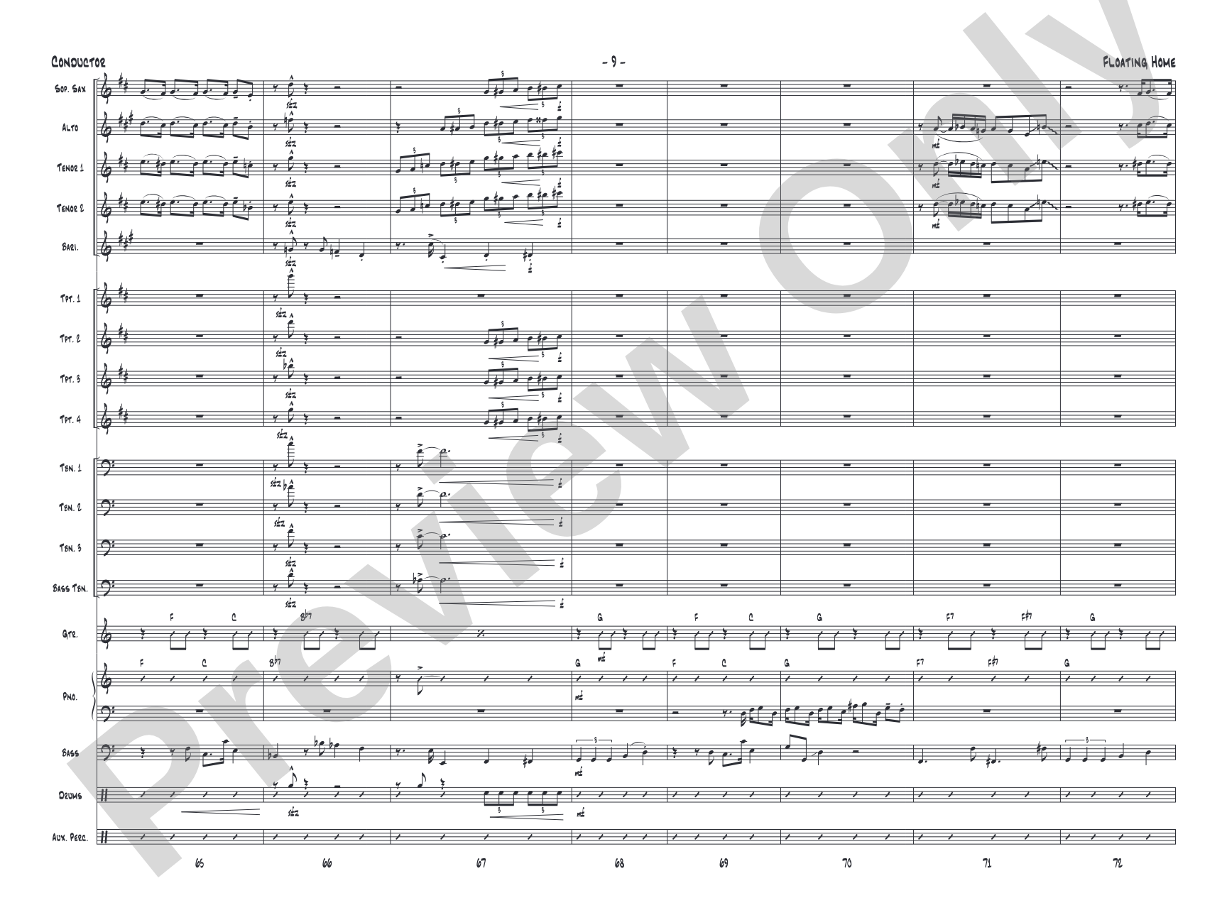 Floating Home: Jazz Ensemble Conductor Score & Parts