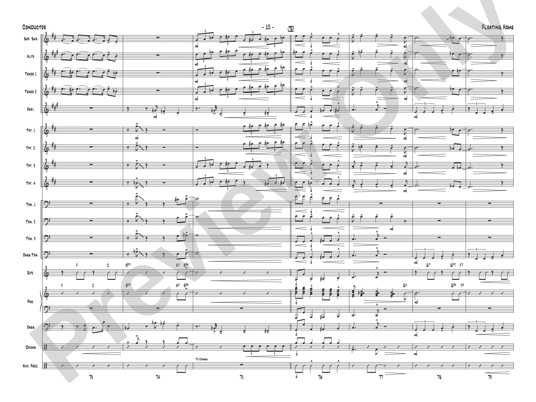 Floating Home: Jazz Ensemble Conductor Score & Parts
