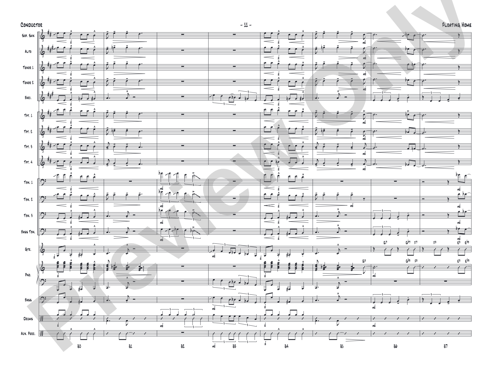 Floating Home: Jazz Ensemble Conductor Score & Parts