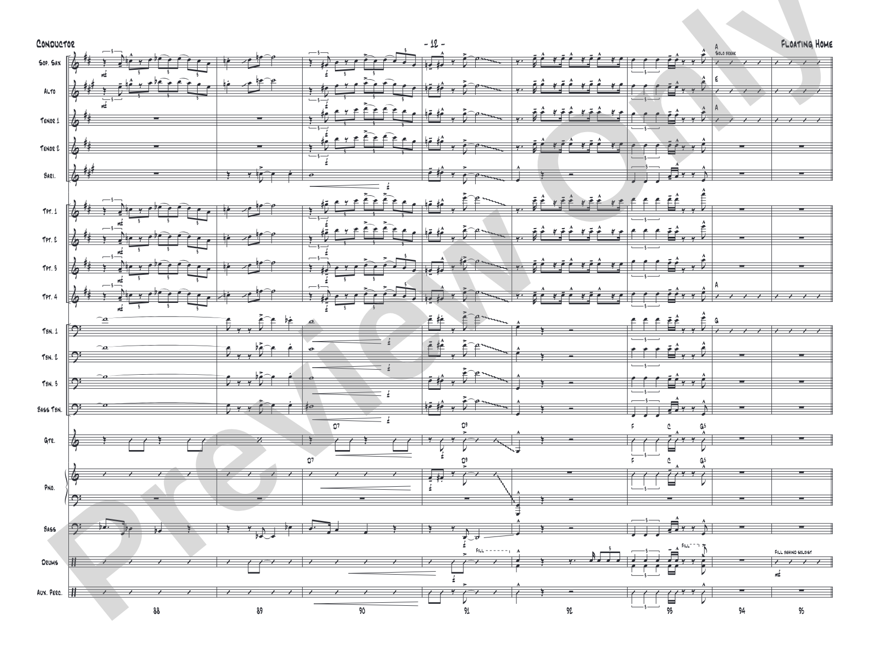 Floating Home: Jazz Ensemble Conductor Score & Parts