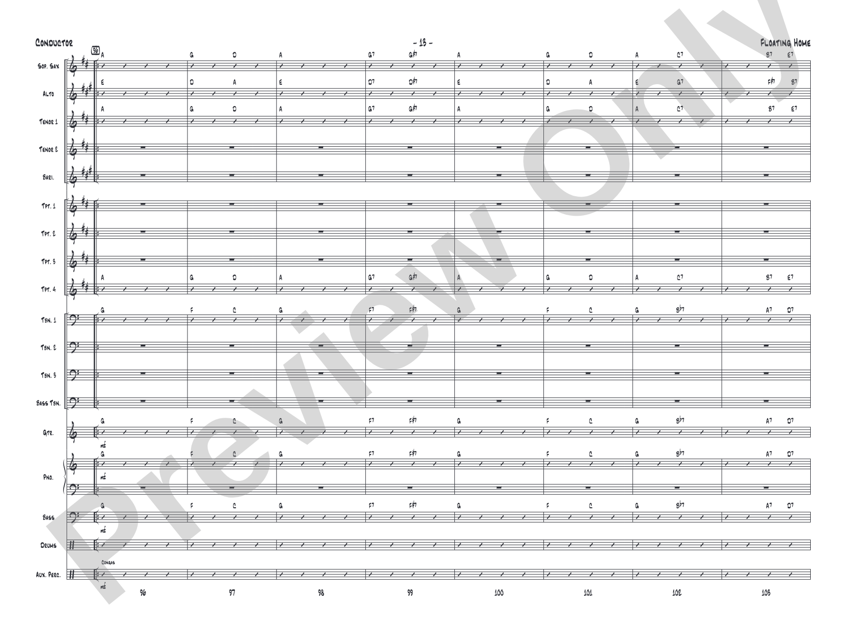 Floating Home: Jazz Ensemble Conductor Score & Parts