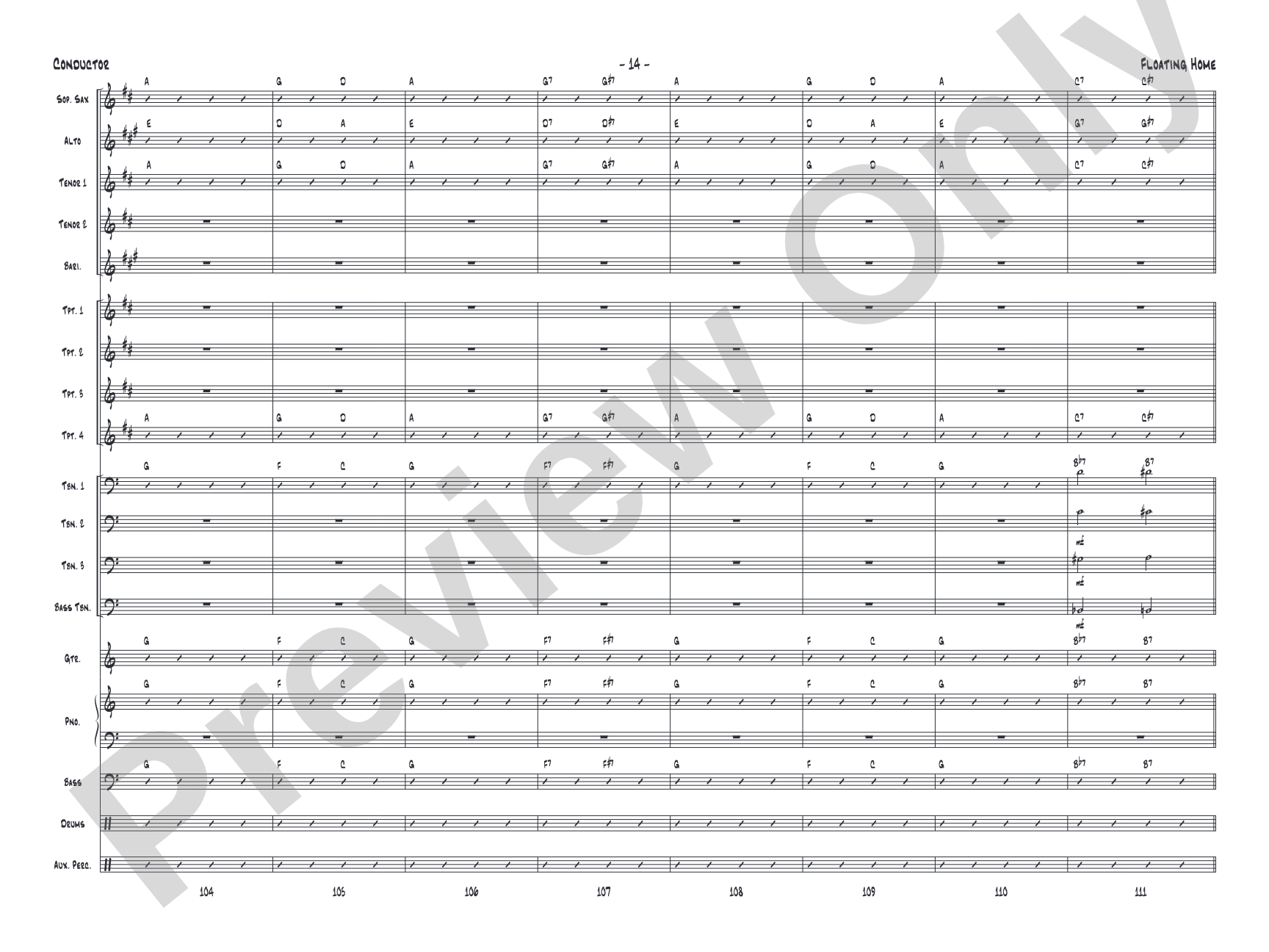 Floating Home: Jazz Ensemble Conductor Score & Parts