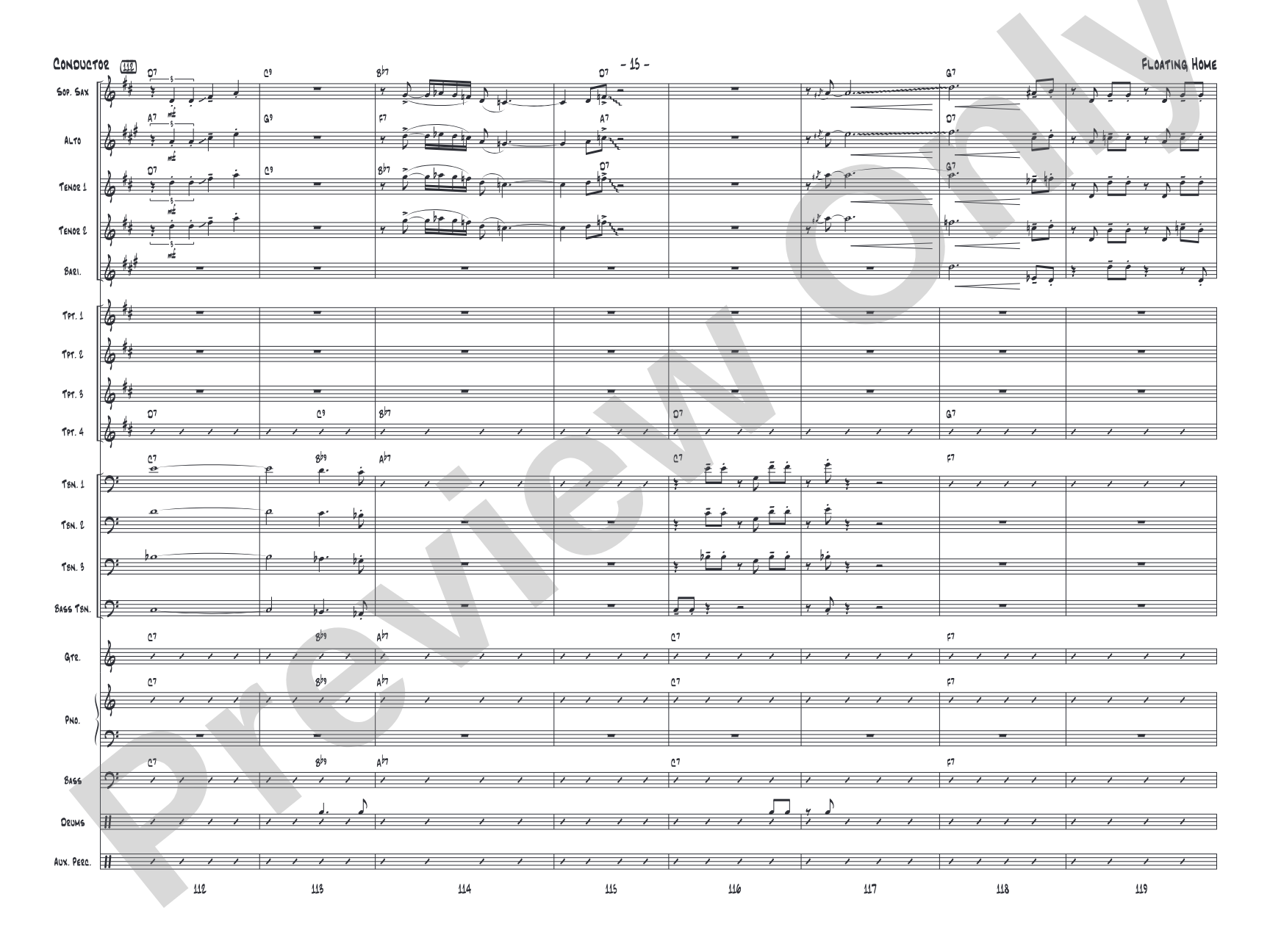 Floating Home: Jazz Ensemble Conductor Score & Parts